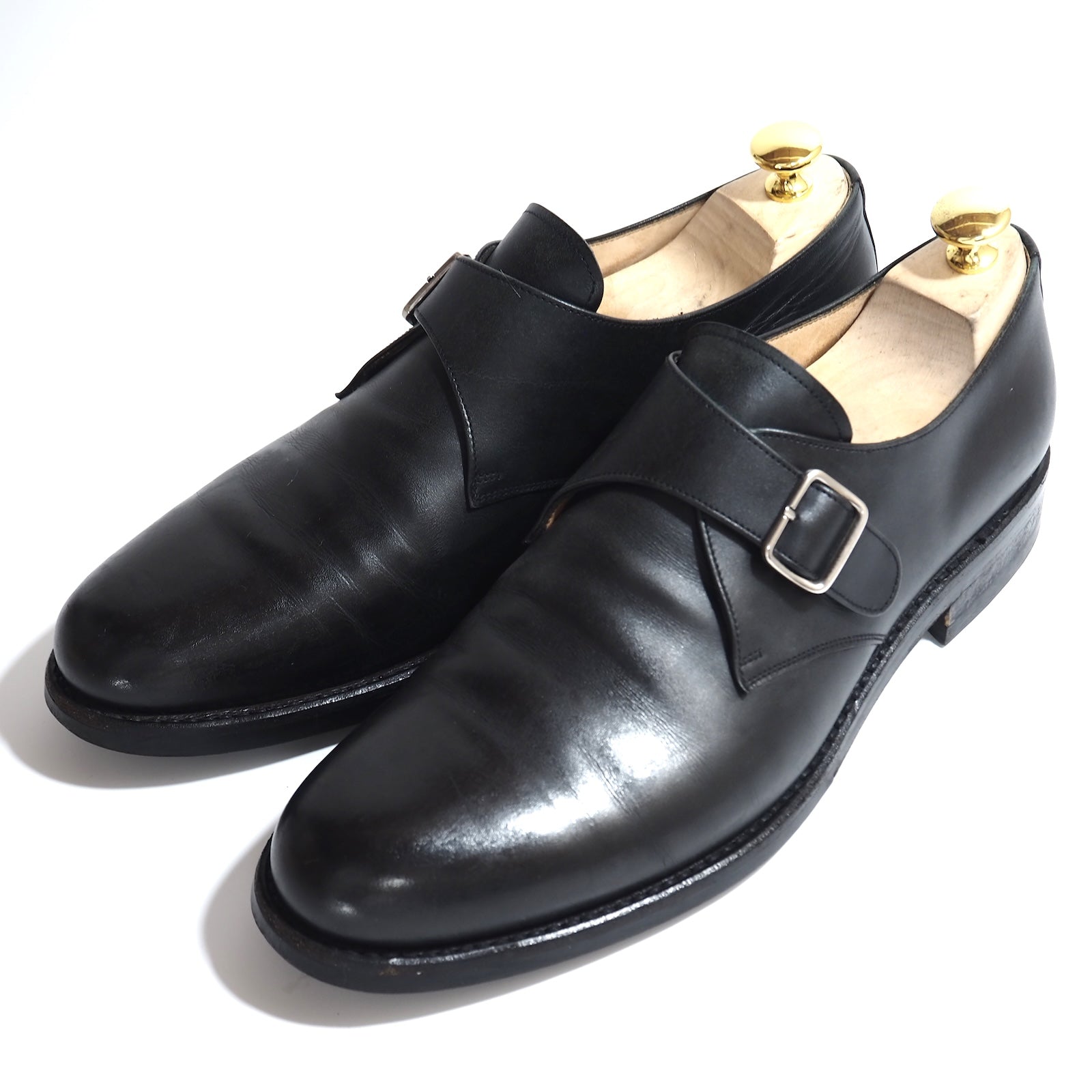 【極美品】YANKO ヤンコ　モンクストラップ（7）シングルモンク　革靴　黒 ヤンコ YANKO シングルモンクストラップ レザー シューズ 7.5 ブラック