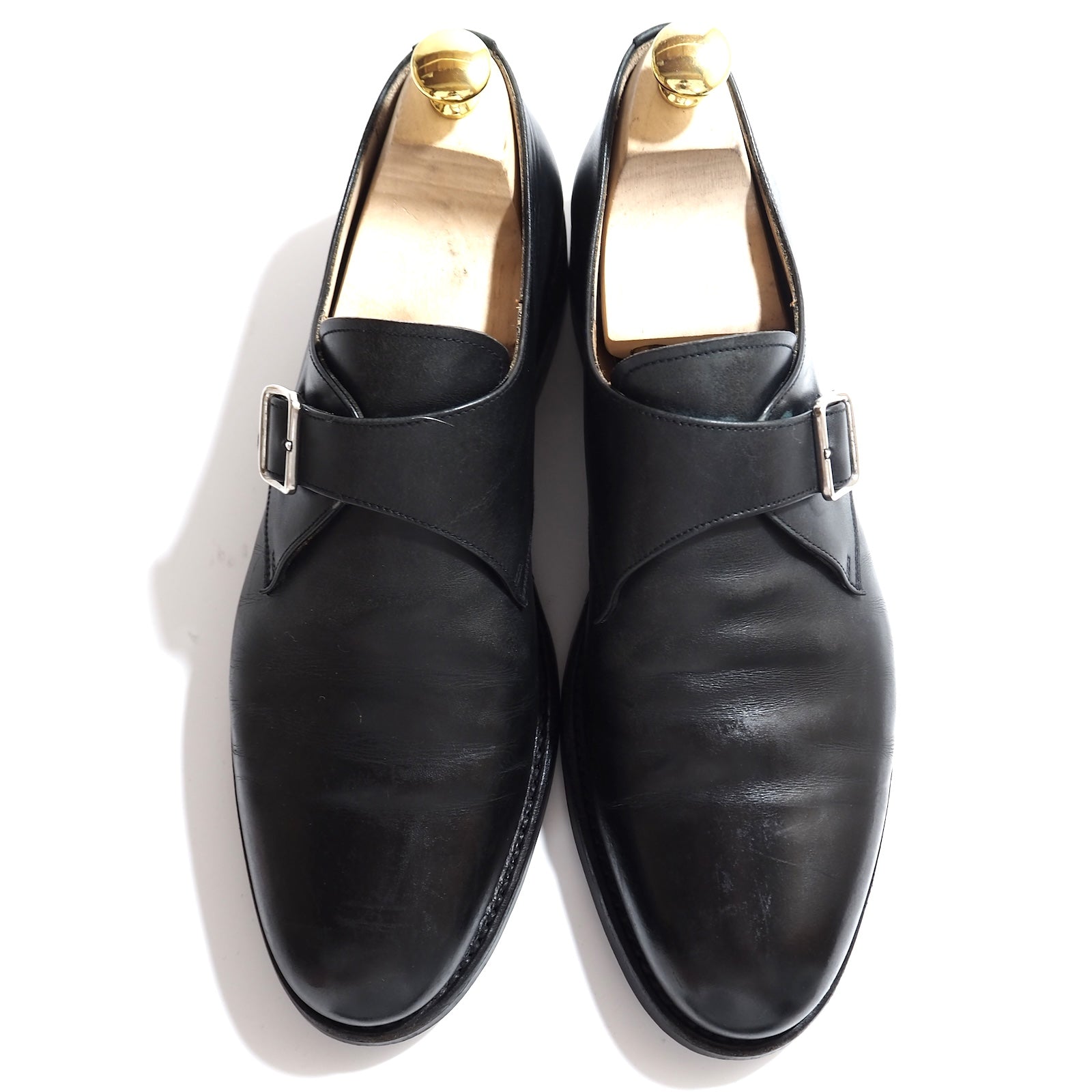 【極美品】YANKO ヤンコ　モンクストラップ（7）シングルモンク　革靴　黒 ヤンコ YANKO シングルモンクストラップ レザー シューズ 7.5 ブラック