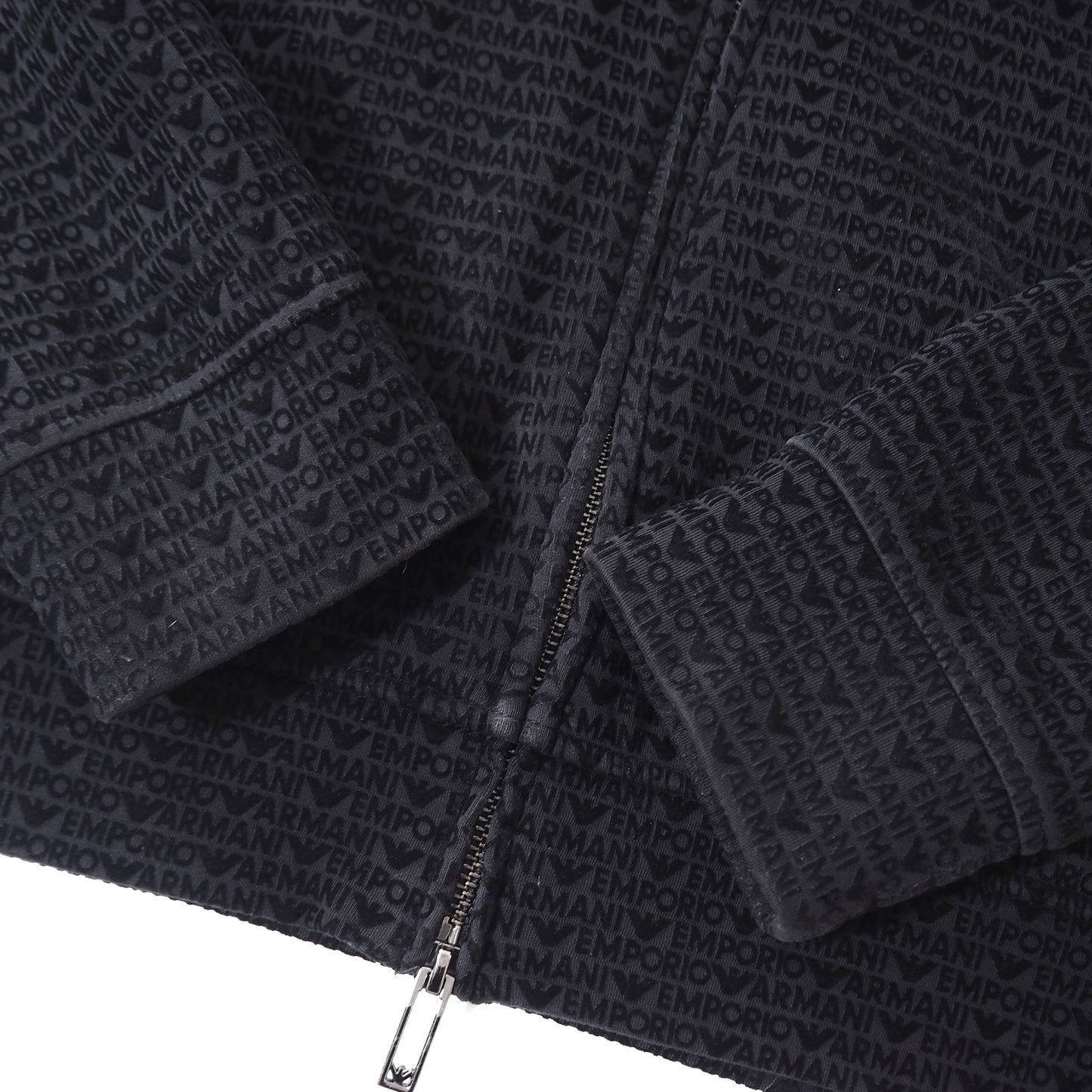エンポリオアルマーニ EMPORIO ARMANI 24SS ロゴ総柄 ジップアップ パーカー フーディ M ブラック メンズ 正規品 5-ZG047