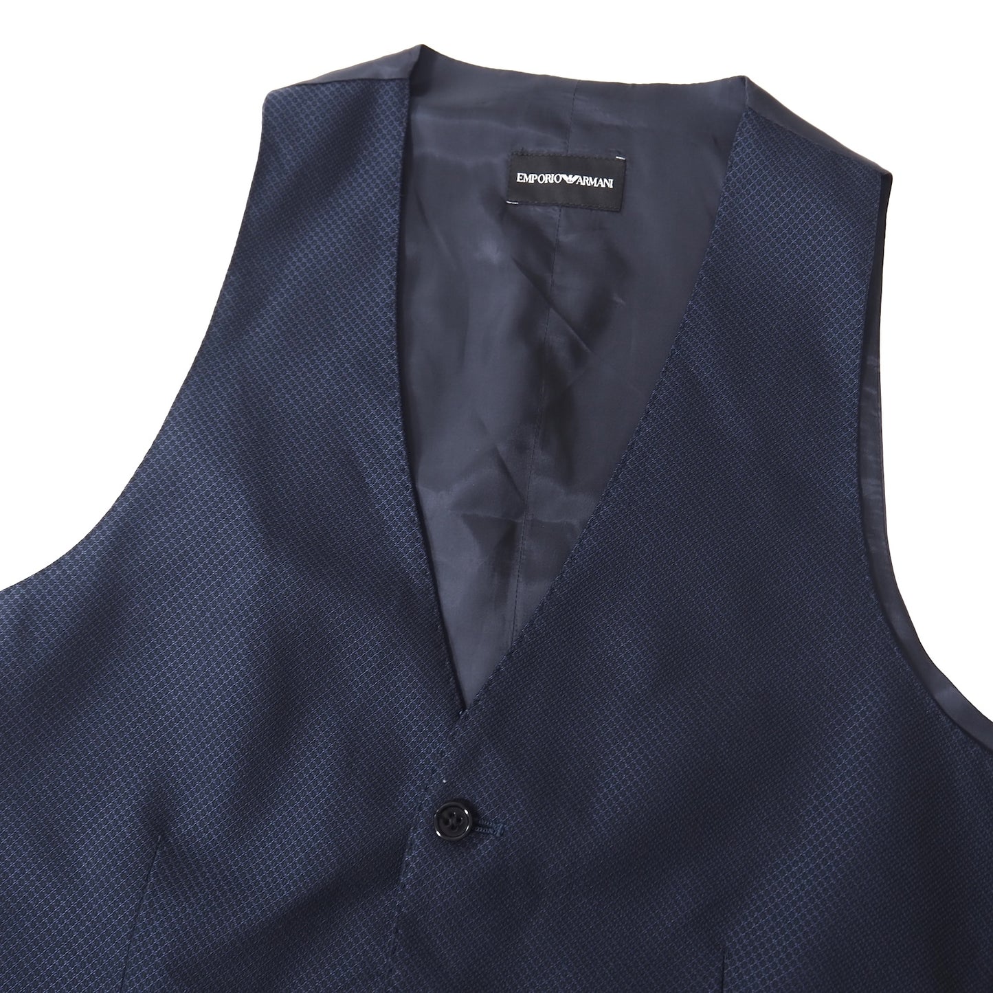 未使用 エンポリオアルマーニ EMPORIO ARMANI 21年製 ウール シルク ジレ ベスト 50 ネイビー メンズ 正規品 5-ZG048