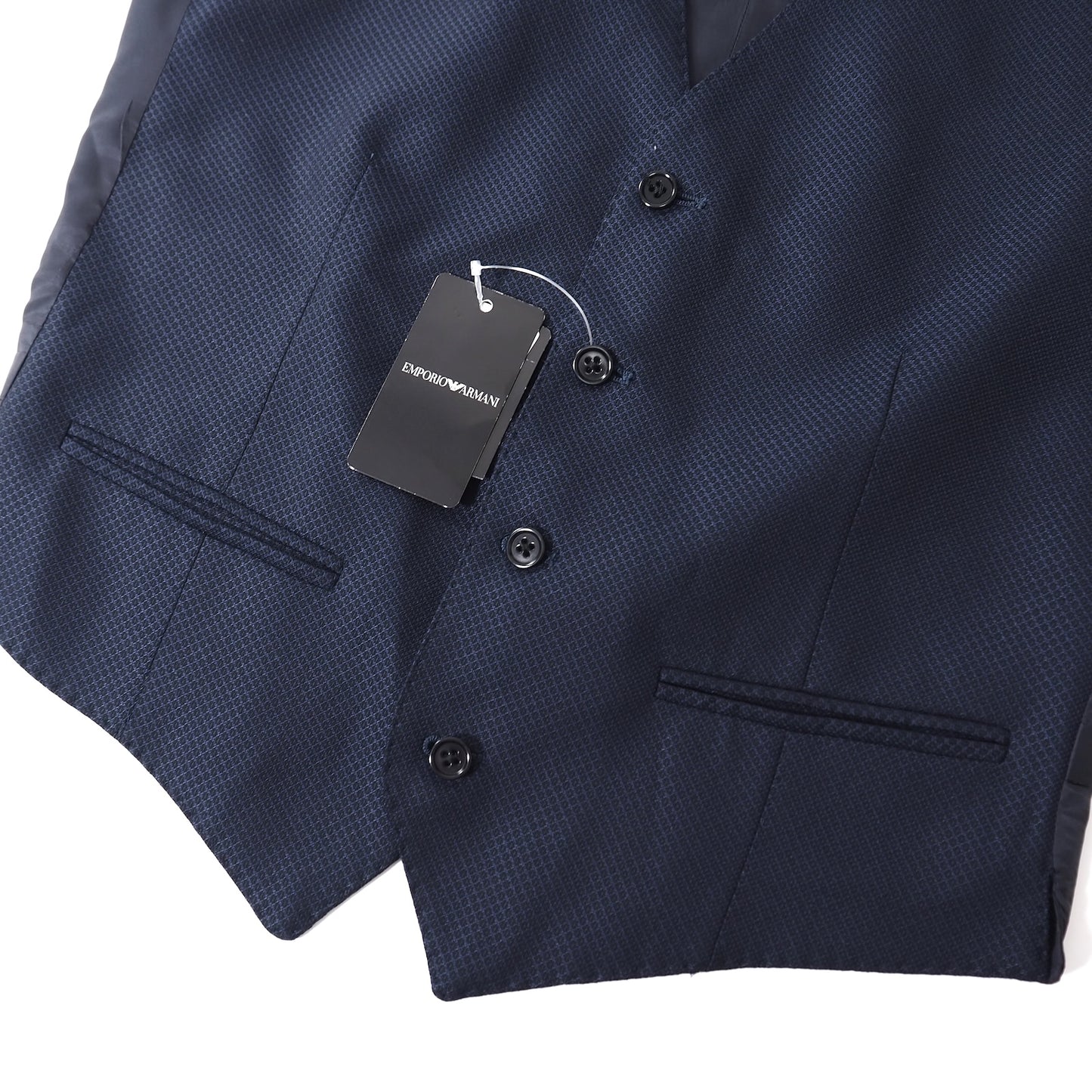 未使用 エンポリオアルマーニ EMPORIO ARMANI 21年製 ウール シルク ジレ ベスト 50 ネイビー メンズ 正規品 5-ZG048