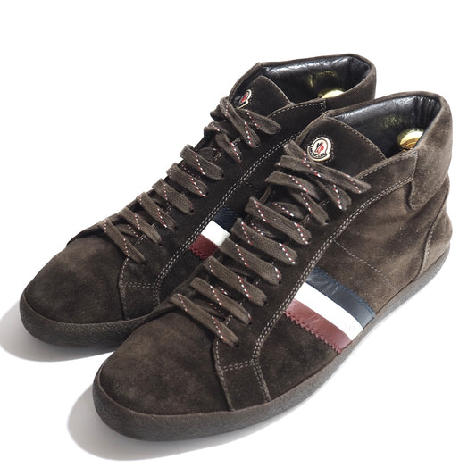 モンクレール MONCLER スエード ハイカット スニーカー 41 26cm相当 ダークブラウン メンズ 正規品 5-ZG052