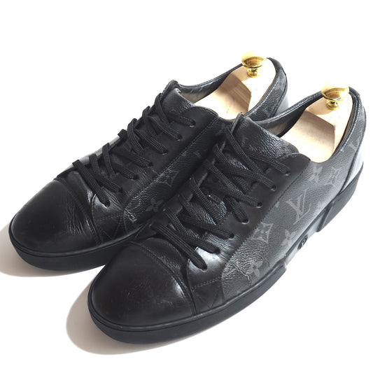 ルイヴィトン Louis Vuitton モノグラム レザー スニーカー 7.5 25.5〜26cm相当 ブラック メンズ 正規品 5-ZG053