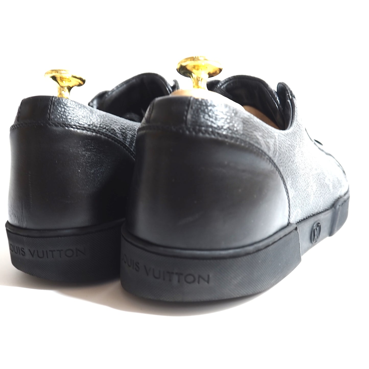 ルイヴィトン Louis Vuitton モノグラム レザー スニーカー 7.5 25.5〜26cm相当 ブラック メンズ 正規品 5-ZG053