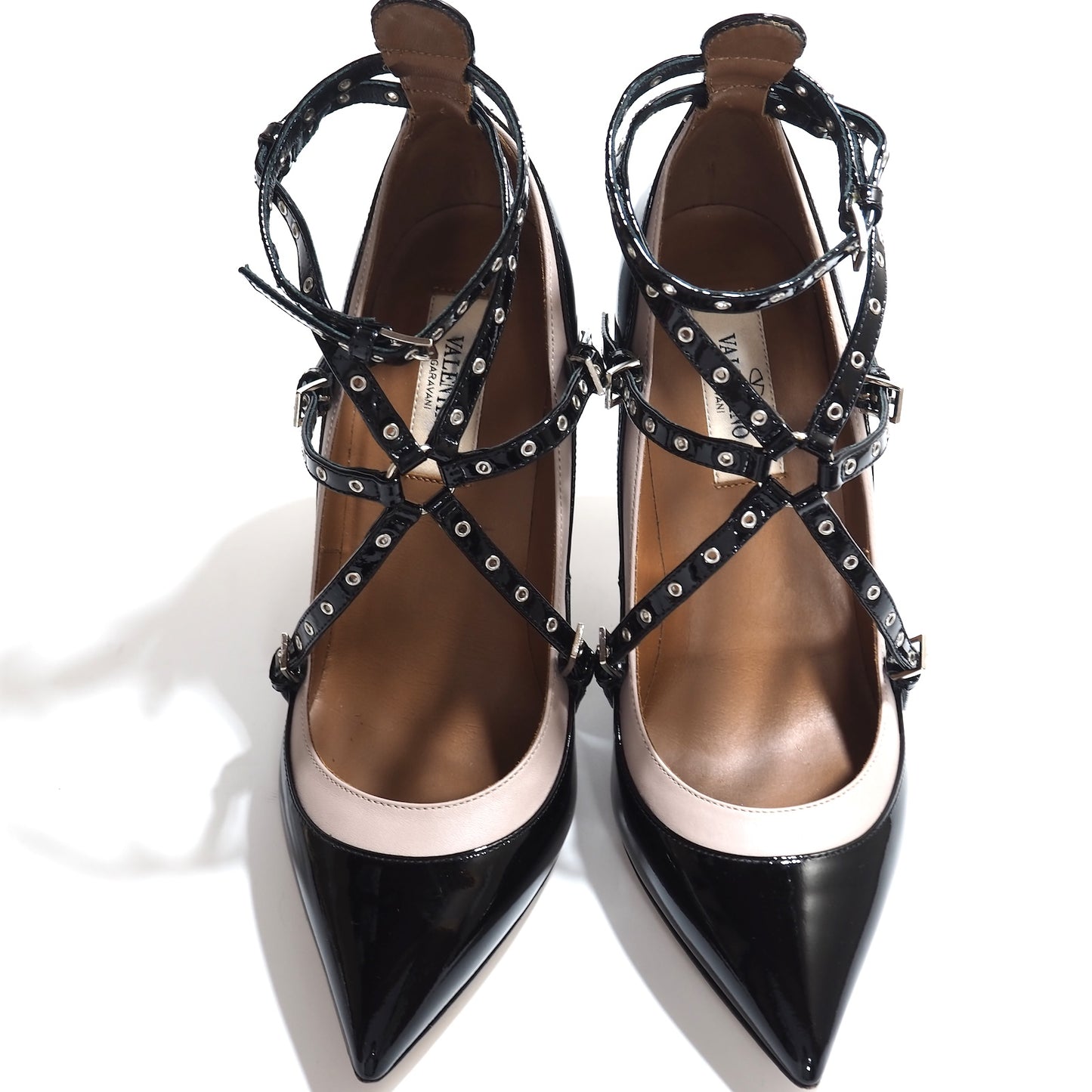 良品 ヴァレンティノ VALENTINO パテントレザー パンプス 36.5 23.5cm相当 ブラック レディース 正規品 5-ZG055
