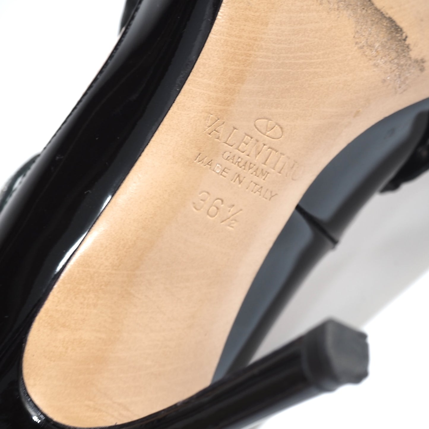 良品 ヴァレンティノ VALENTINO パテントレザー パンプス 36.5 23.5cm相当 ブラック レディース 正規品 5-ZG055