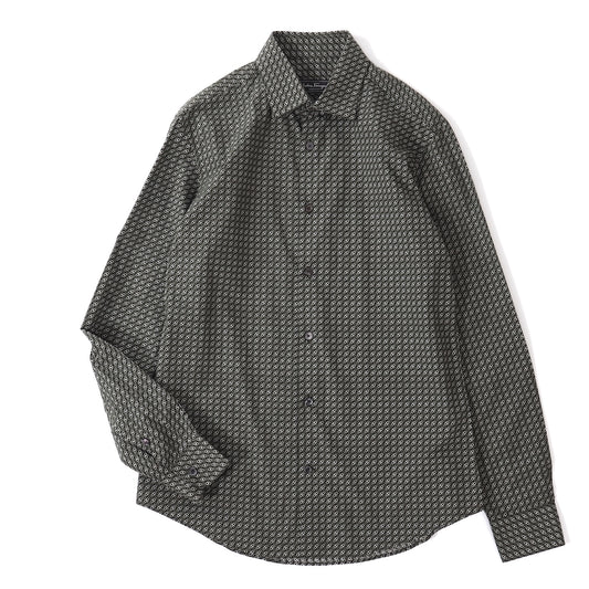 美品 サルヴァトーレフェラガモ Salvatore Ferragamo 現行 ガンチーニ柄 長袖 シャツ M ダークグリーン メンズ 正規品 5-ZG060