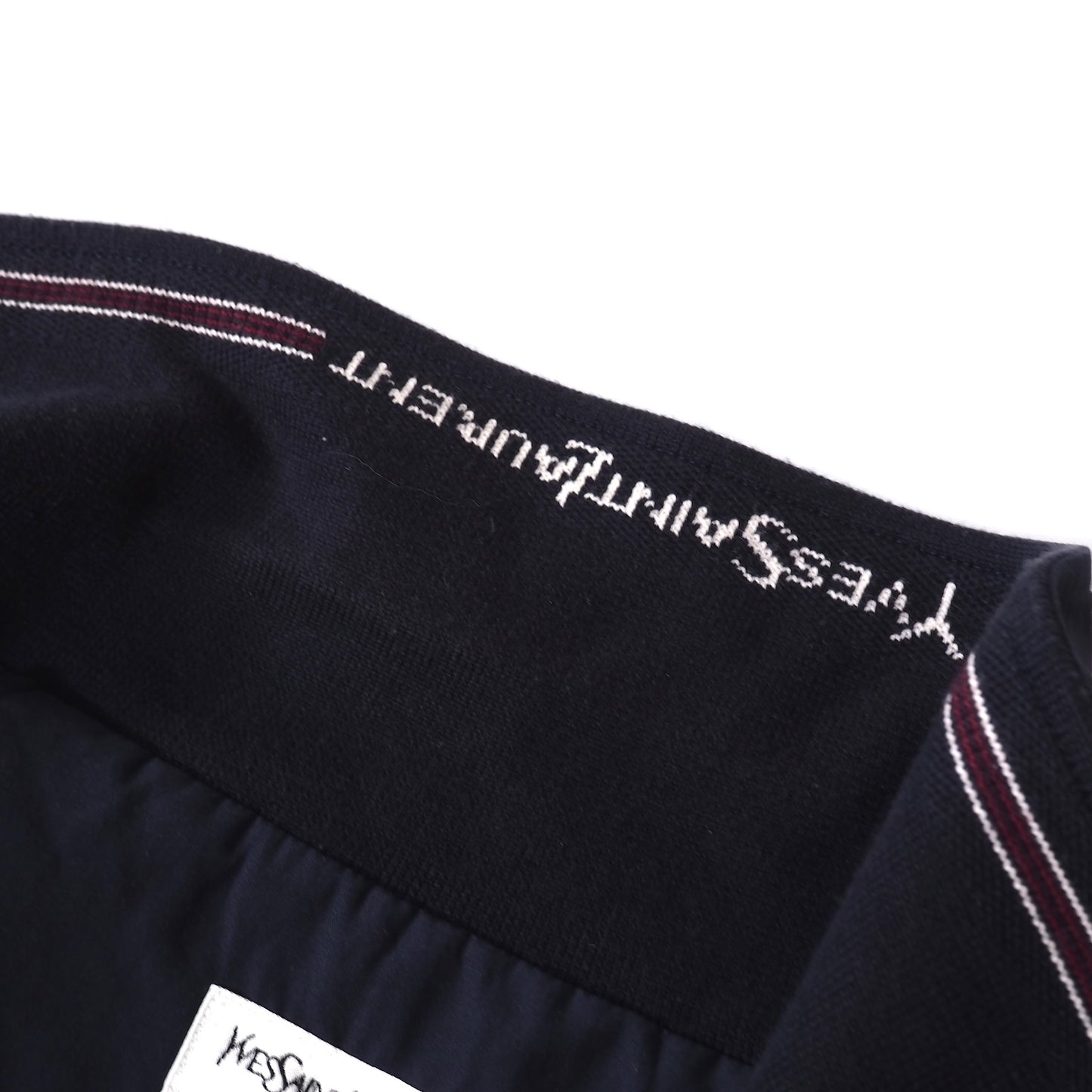 良品 イヴ・サンローラン YVES SAINT LAURENT ヴィンテージ YSL刺繍 スイングトップ ジップアップ ジャケット M ネイビー メンズ 正規品 5-ZG062