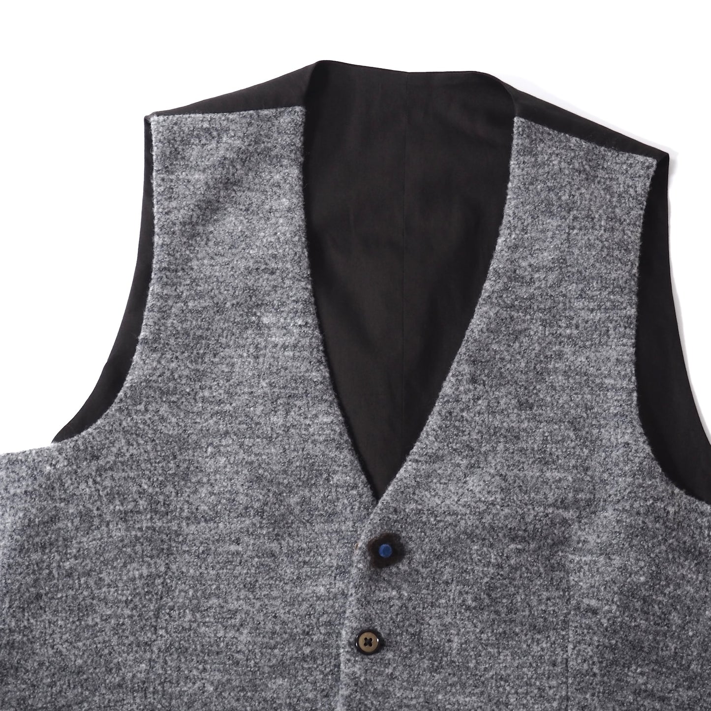 美品 ラルディーニ LARDINI ブートニエール付 ウール ジレ ベスト 48 グレー ダークブラウン メンズ 正規品 5-ZG070