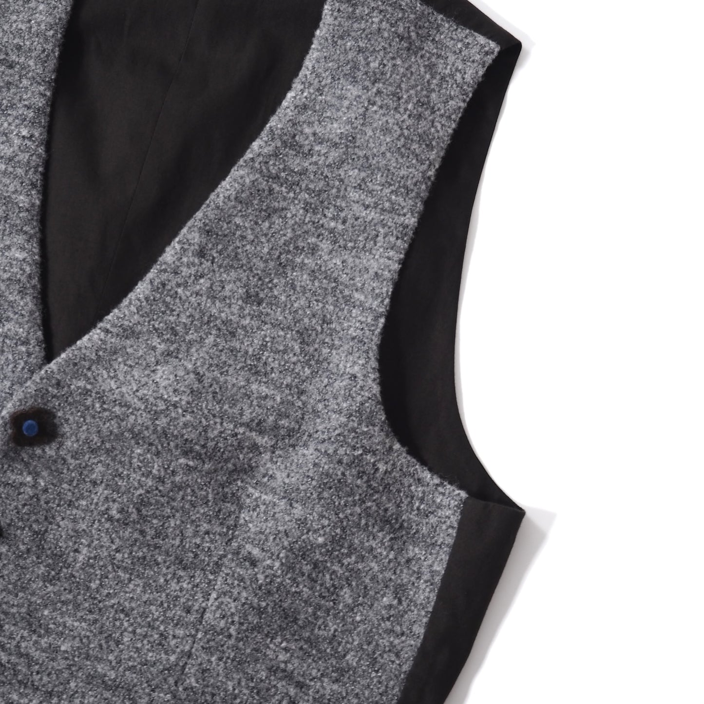美品 ラルディーニ LARDINI ブートニエール付 ウール ジレ ベスト 48 グレー ダークブラウン メンズ 正規品 5-ZG070