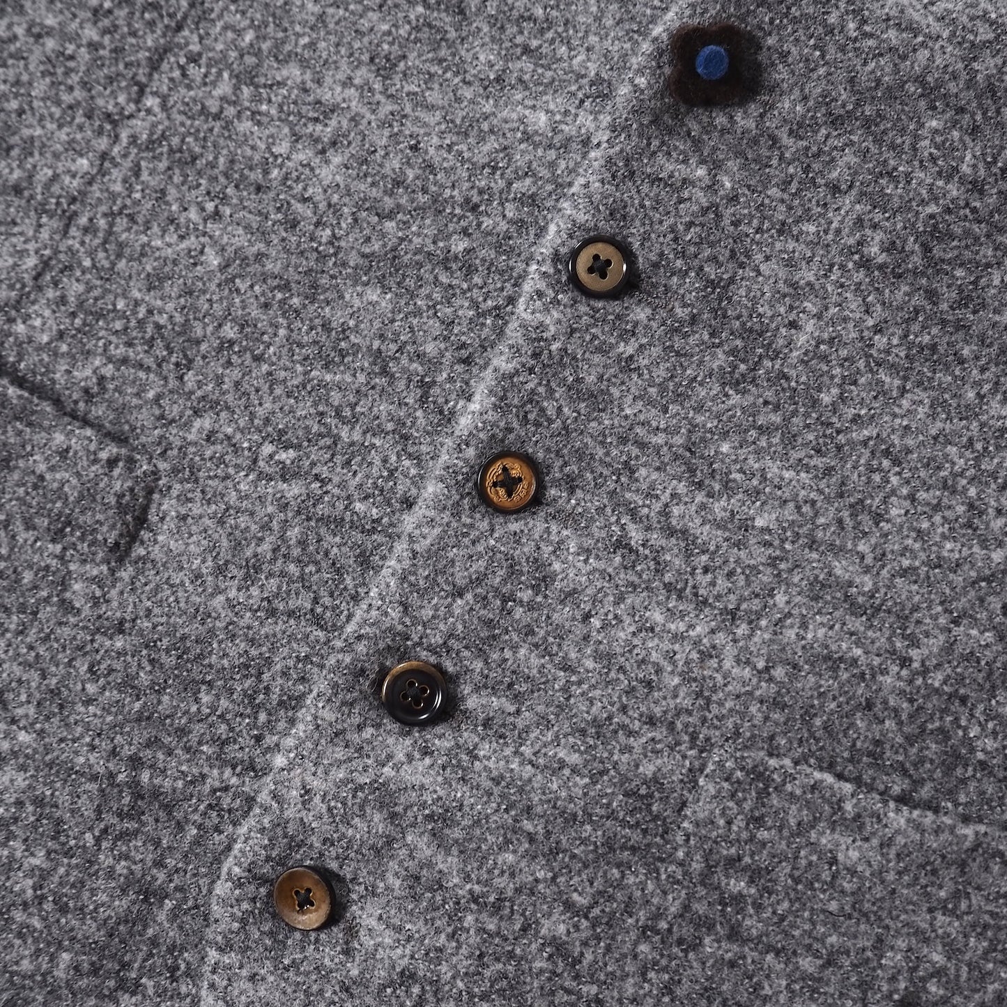 美品 ラルディーニ LARDINI ブートニエール付 ウール ジレ ベスト 48 グレー ダークブラウン メンズ 正規品 5-ZG070
