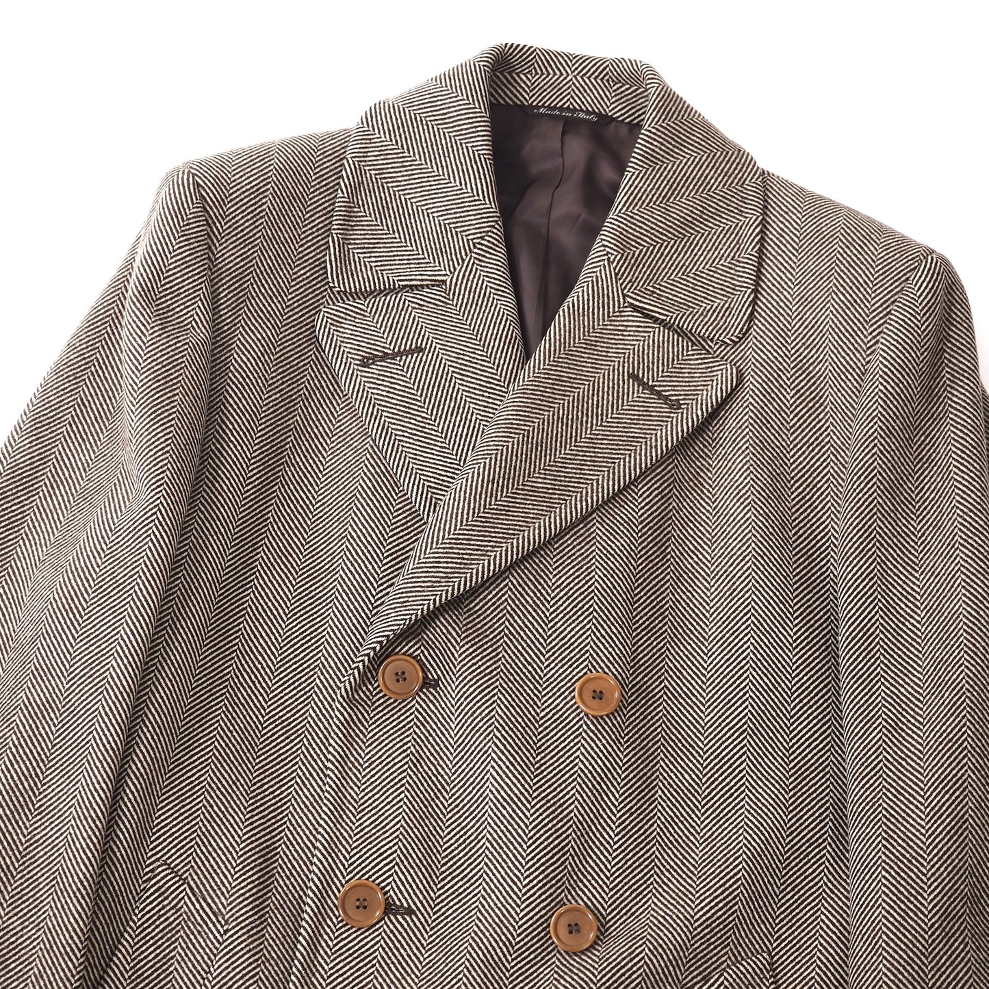 良品 カナリ CANALI イタリア製 ウール カシミヤ ダブルブレスト コート 48 ブラウン メンズ 正規品 5-ZG074