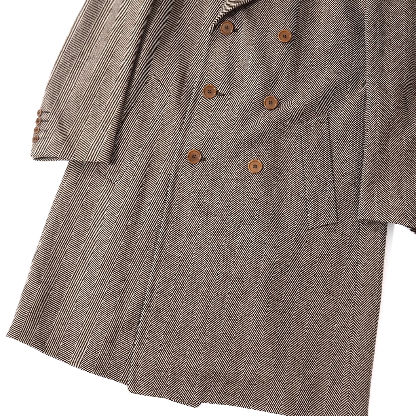 良品 カナリ CANALI イタリア製 ウール カシミヤ ダブルブレスト コート 48 ブラウン メンズ 正規品 5-ZG074