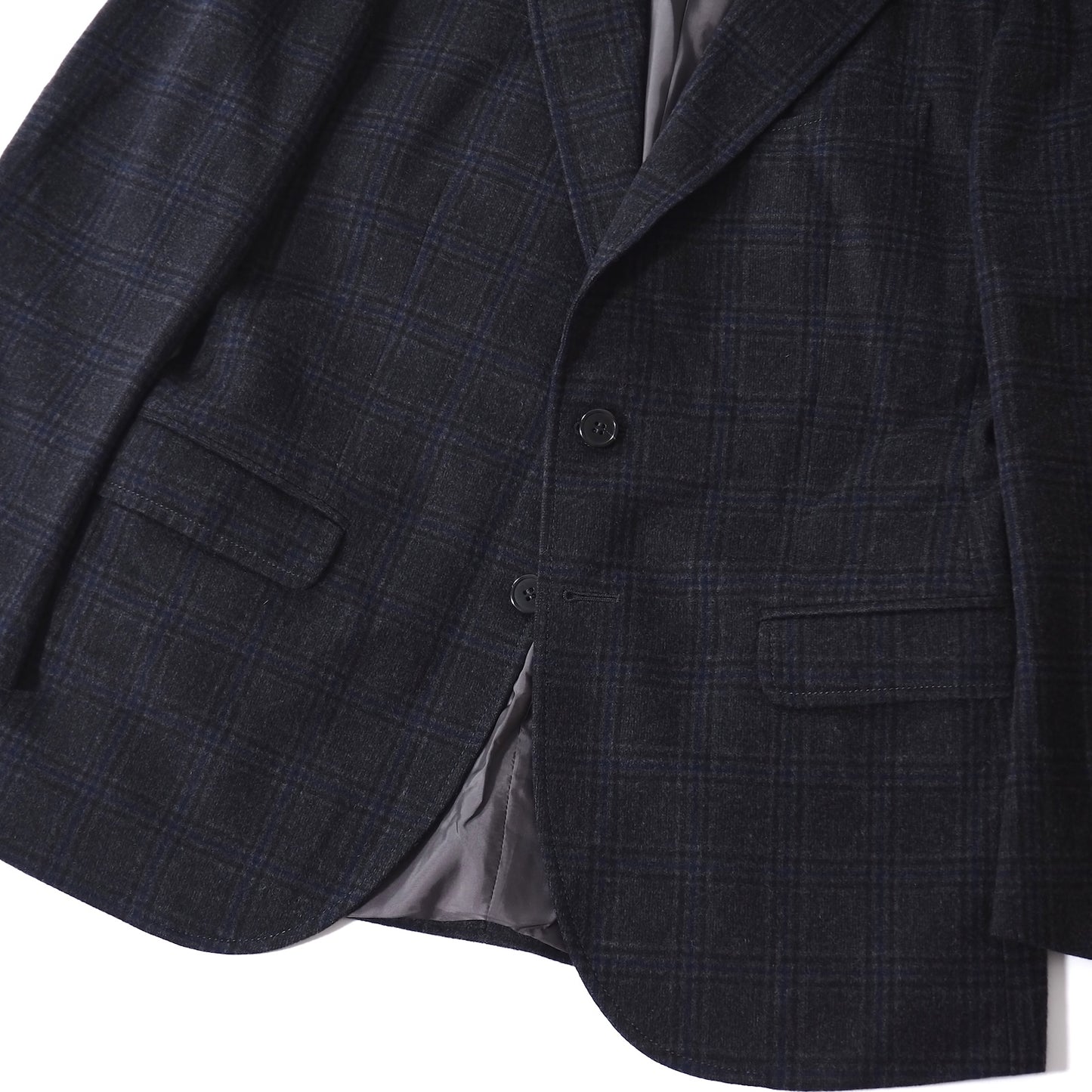 美品 ジーゼニア Z ZEGNA ウール イタリア製 チェック ジャケット 48 グレー ネイビーチェック メンズ 正規品 5-ZG079