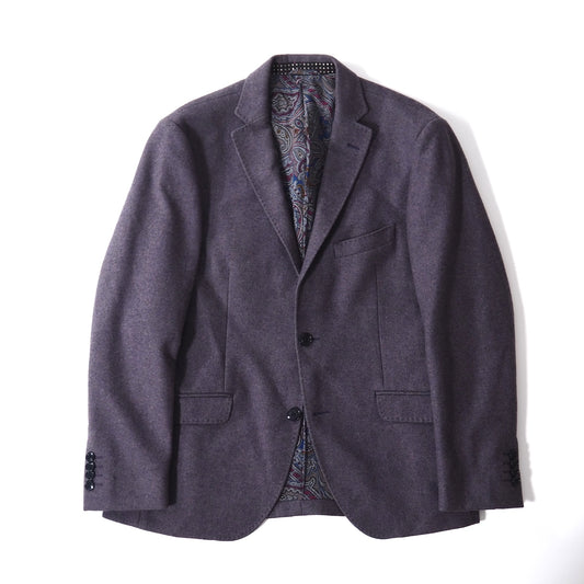 極美品 エトロ ETRO ウール カシミヤ 裏地ペイズリー ジャケット 52 パープル メンズ 正規品 5-ZG088
