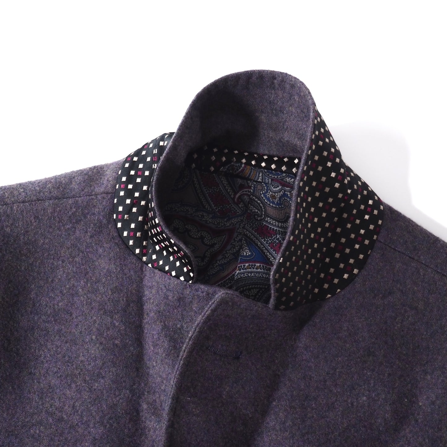 極美品 エトロ ETRO ウール カシミヤ 裏地ペイズリー ジャケット 52 パープル メンズ 正規品 5-ZG088