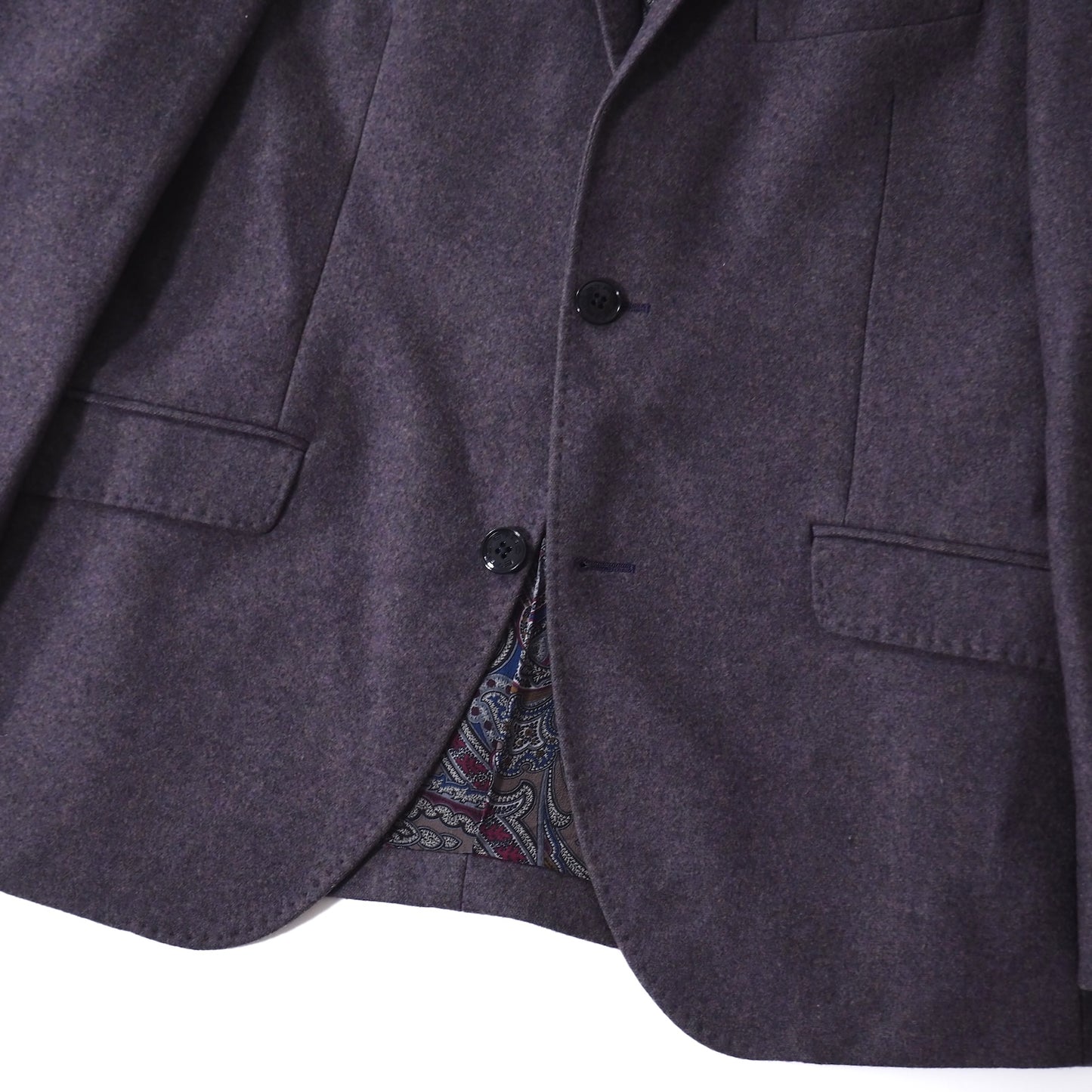 極美品 エトロ ETRO ウール カシミヤ 裏地ペイズリー ジャケット 52 パープル メンズ 正規品 5-ZG088