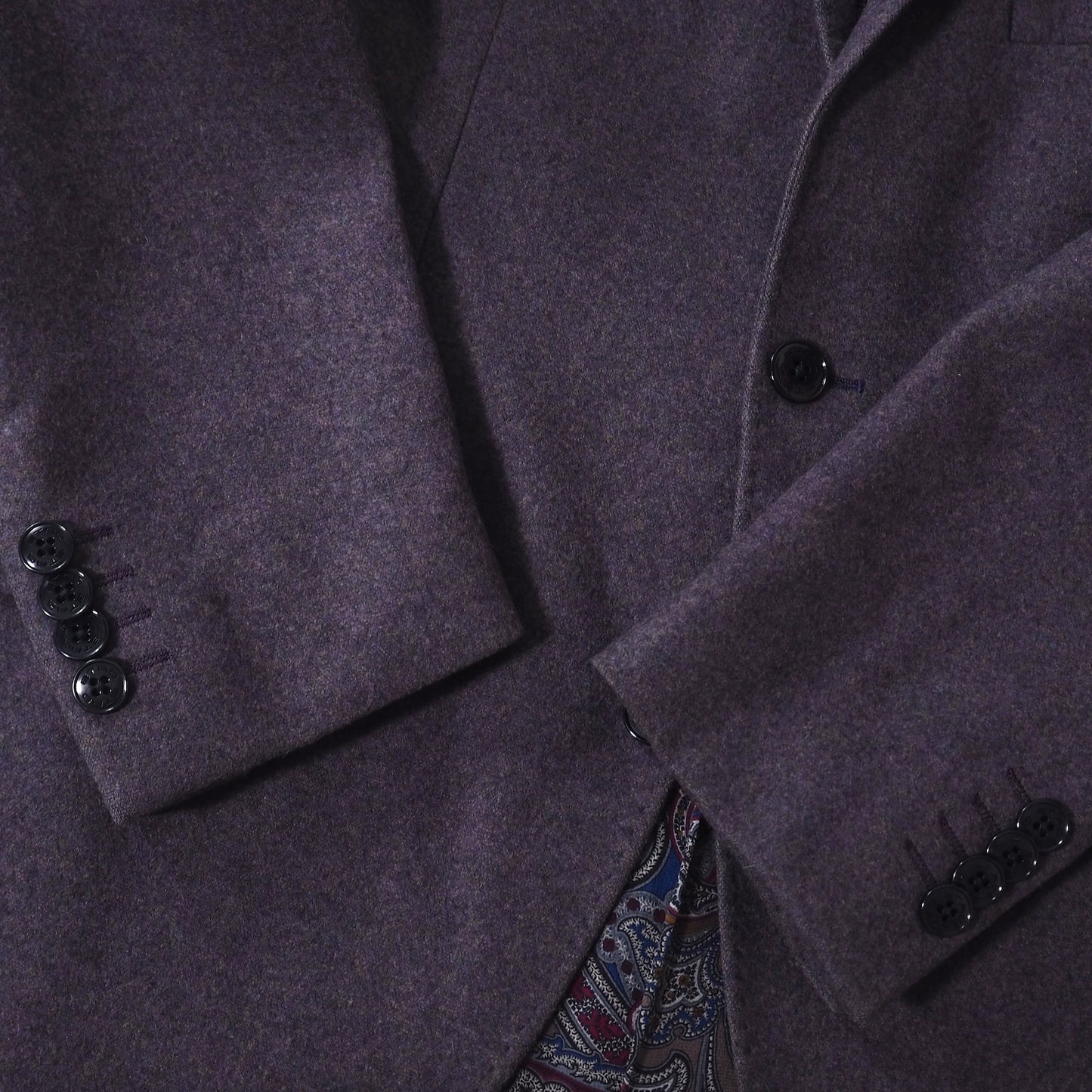 極美品 エトロ ETRO ウール カシミヤ 裏地ペイズリー ジャケット 52 パープル メンズ 正規品 5-ZG088