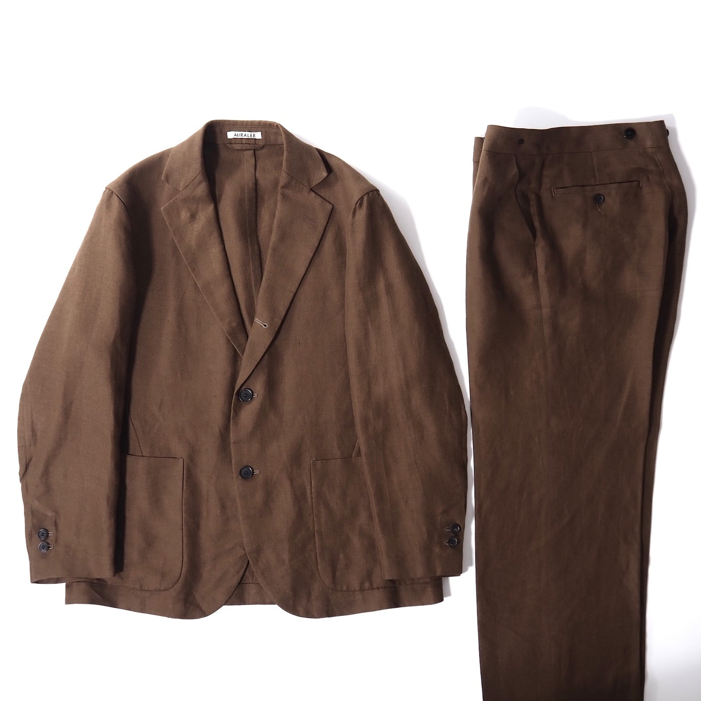 オーラリー AURALEE リネン スーツ セットアップ ジャケット パンツ 3 ブラウン メンズ 正規品 5-ZH005