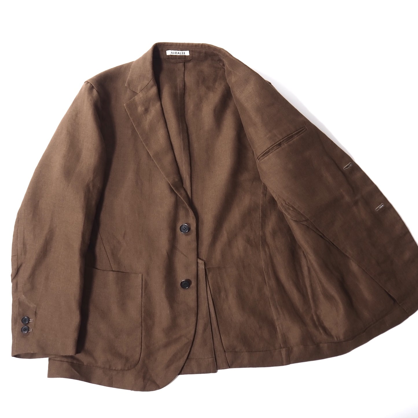オーラリー AURALEE リネン スーツ セットアップ ジャケット パンツ 3 ブラウン メンズ 正規品 5-ZH005