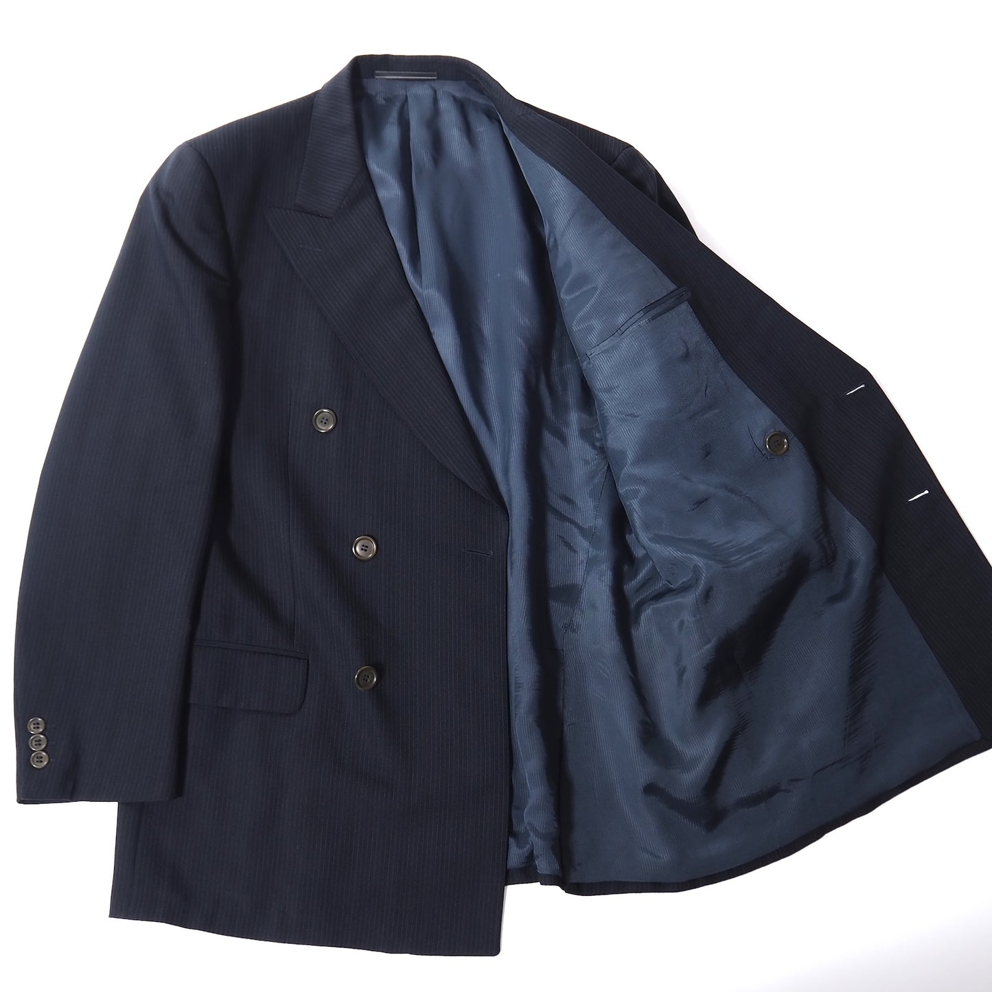 エルメネジルドゼニア Ermenegildo Zegna ウール スーツ セットアップ ジャケット パンツ 50 ダークネイビー メンズ 正規品 5-ZH012