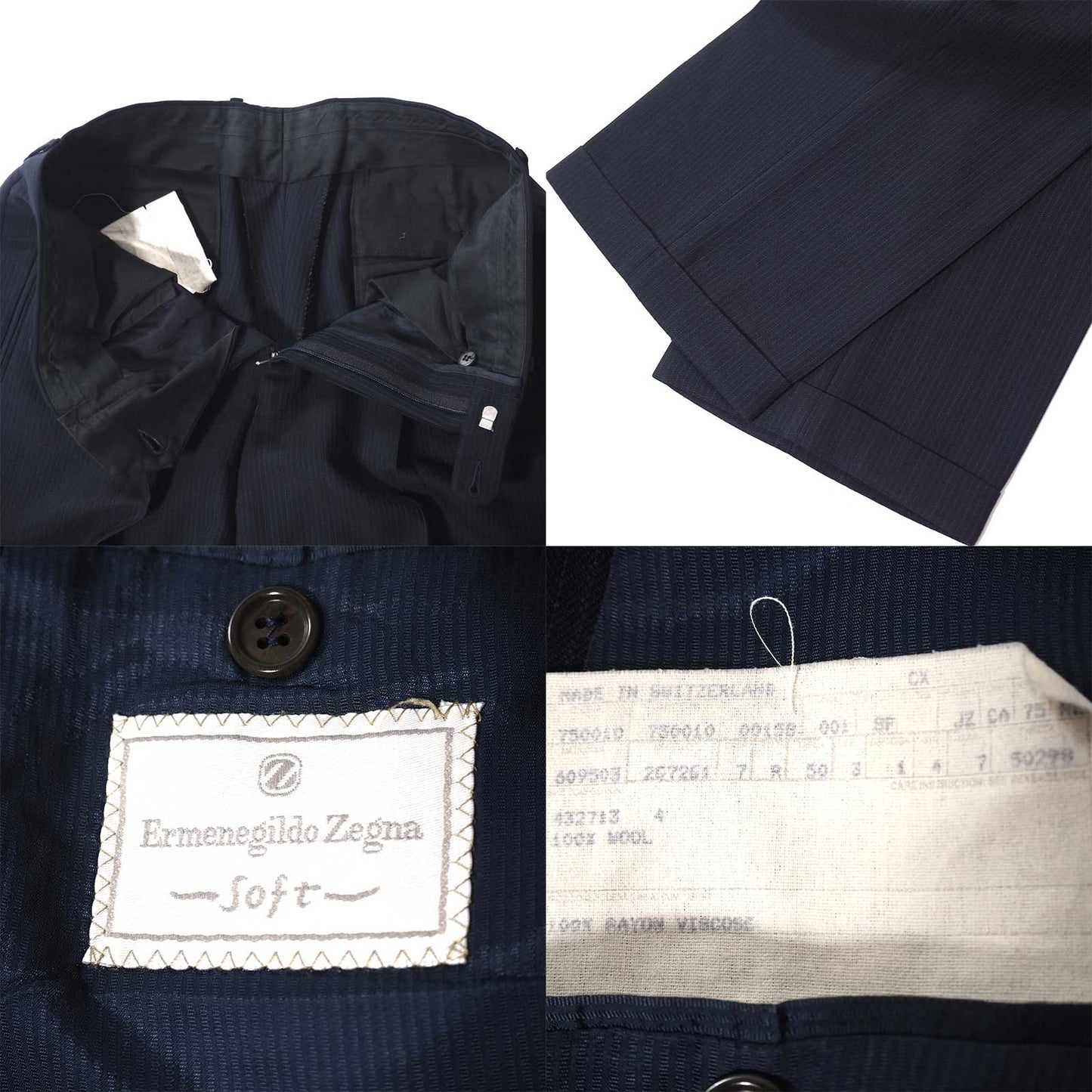 エルメネジルドゼニア Ermenegildo Zegna ウール スーツ セットアップ ジャケット パンツ 50 ダークネイビー メンズ 正規品 5-ZH012