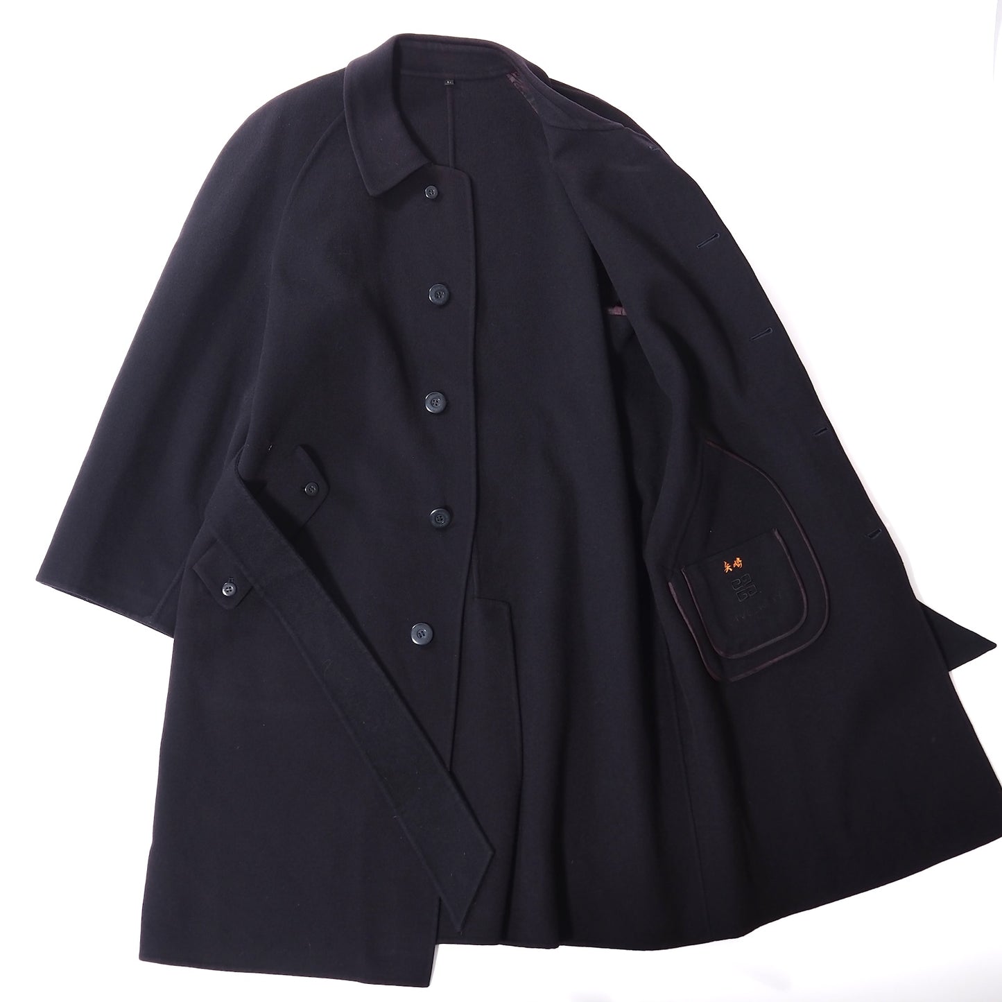 ジバンシー GIVENCHY ヴィンテージ ダブルフェイス ウール ベルテッドコート L ダークネイビー メンズ 正規品 5-ZH016