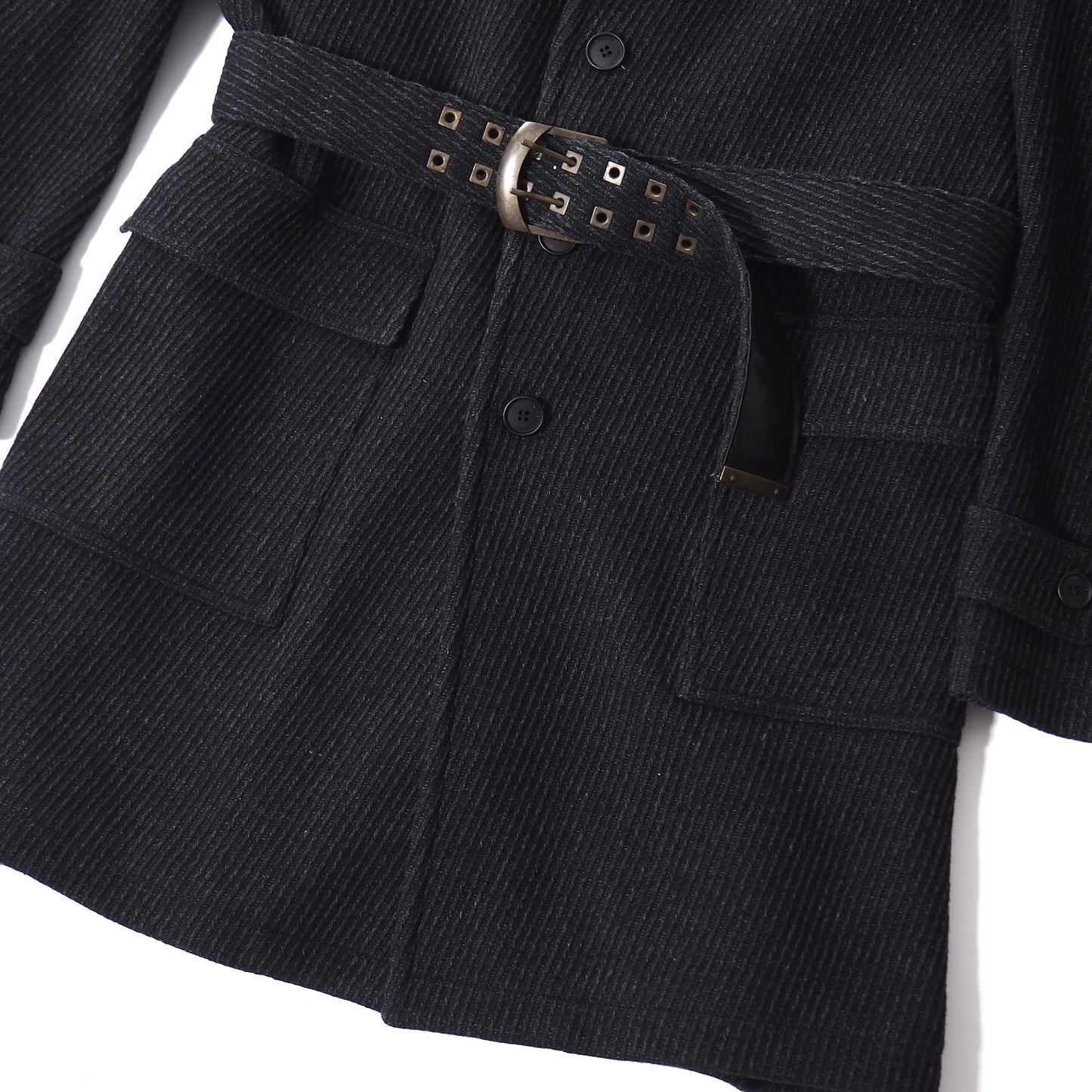 ヴェルサーチ VERSACE ウール ベルテッドコート M ダークグレー メンズ 正規品 5-ZH017
