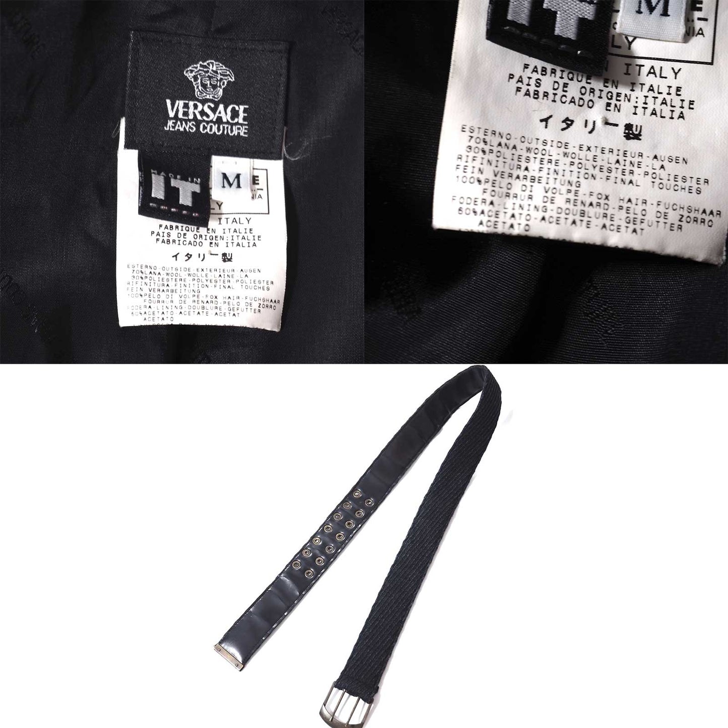 ヴェルサーチ VERSACE ウール ベルテッドコート M ダークグレー メンズ 正規品 5-ZH017