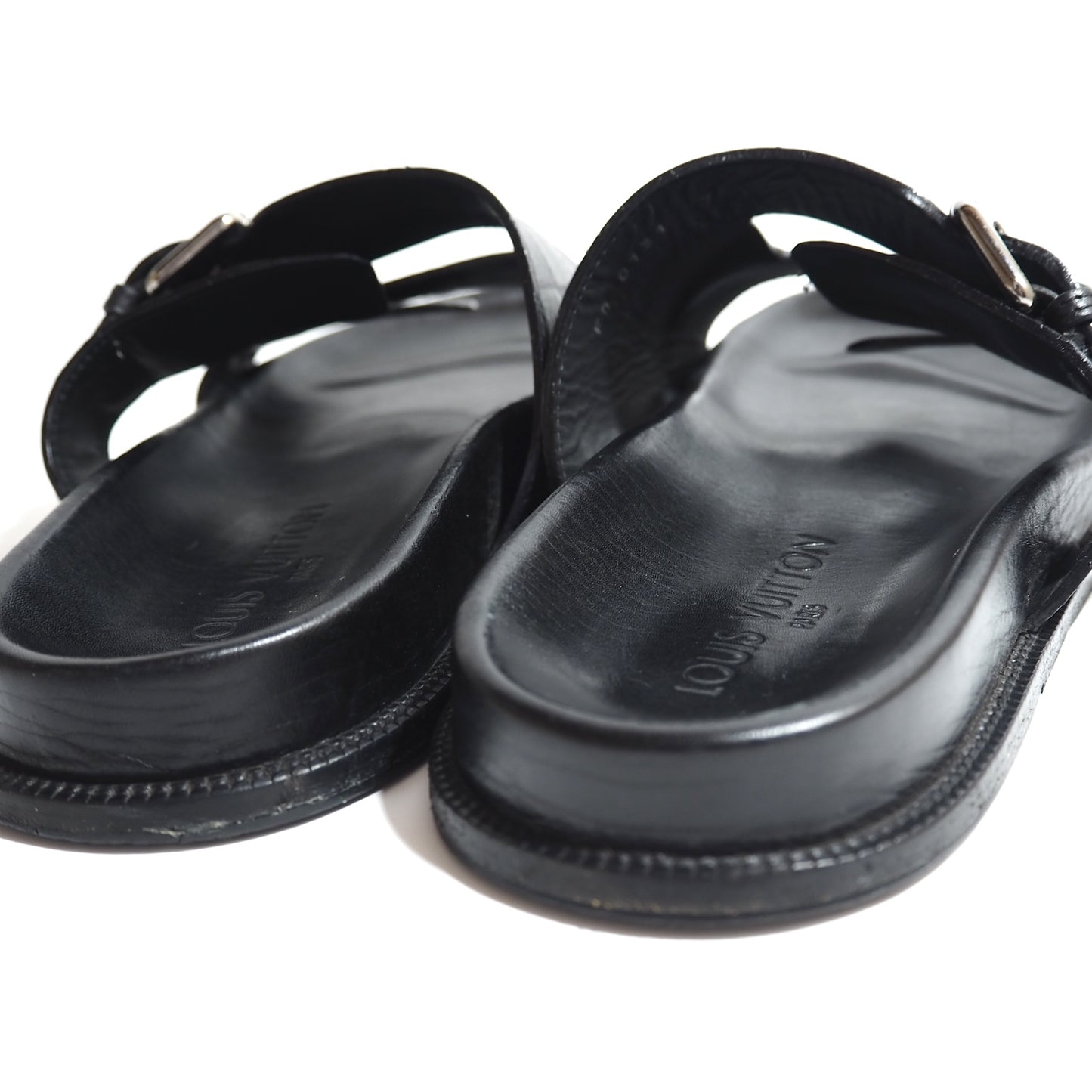 良品 ルイヴィトン Louis Vuitton ダミエ レザー サンダル 7 ブラック メンズ 正規品 5-ZH019