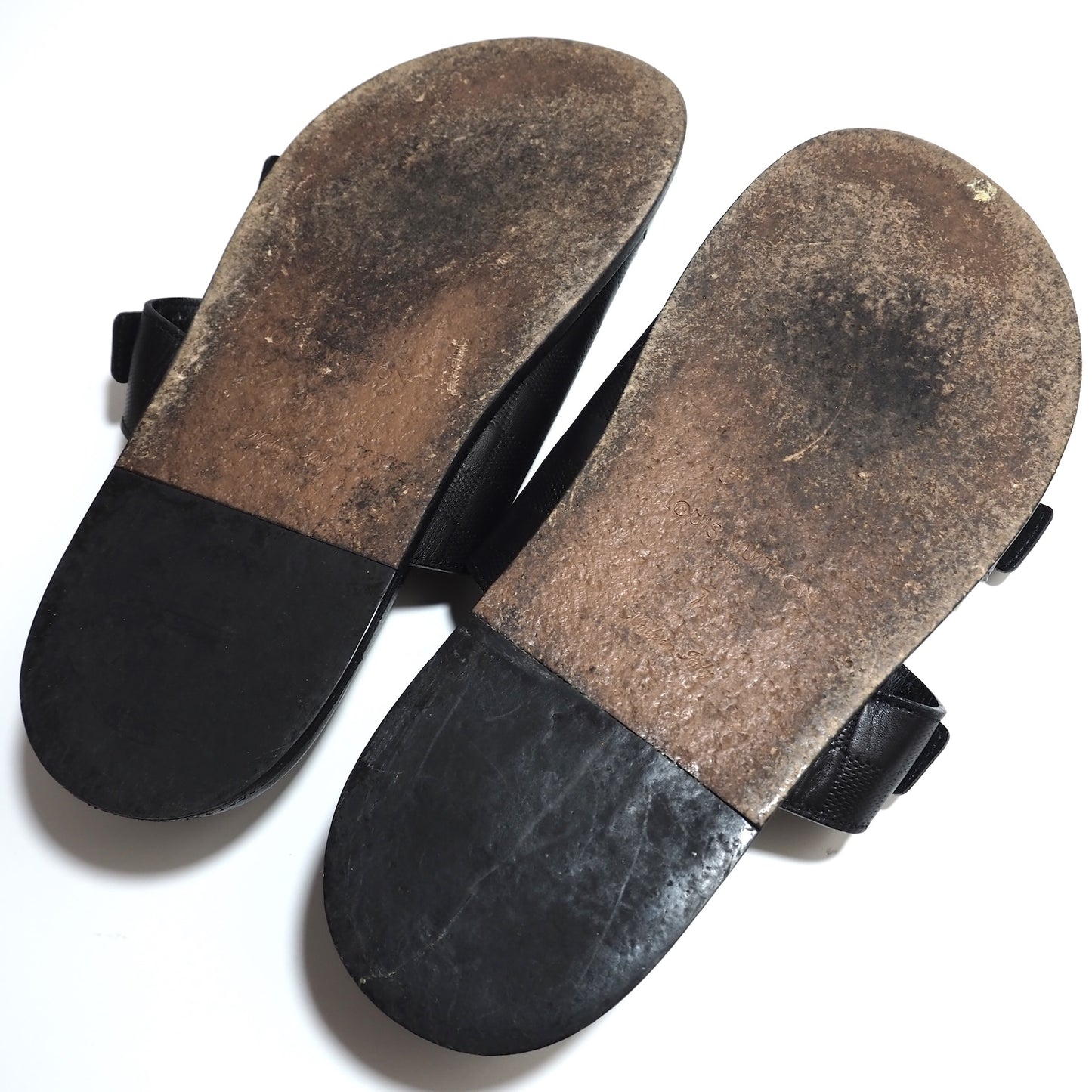 良品 ルイヴィトン Louis Vuitton ダミエ レザー サンダル 7 ブラック メンズ 正規品 5-ZH019