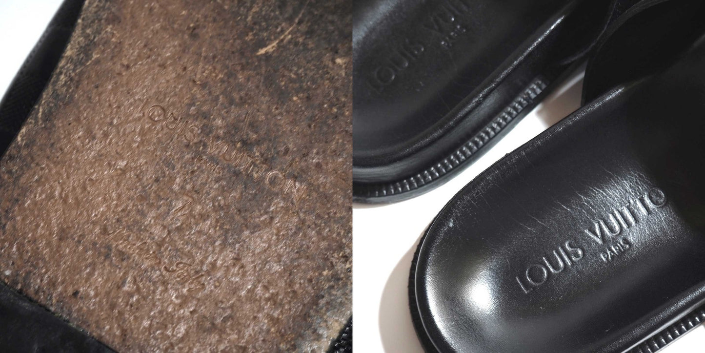 良品 ルイヴィトン Louis Vuitton ダミエ レザー サンダル 7 ブラック メンズ 正規品 5-ZH019