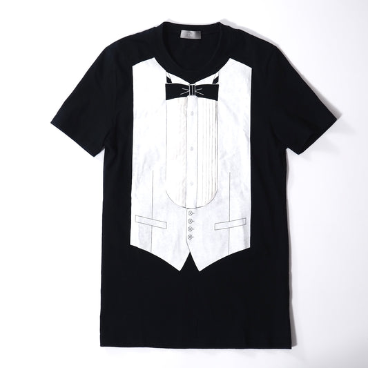 ディオールオム DIOR HOMME 06SS エディ期 騙し絵 タキシード 半袖 Tシャツ カットソー XS ブラック メンズ 正規品 5-ZH033