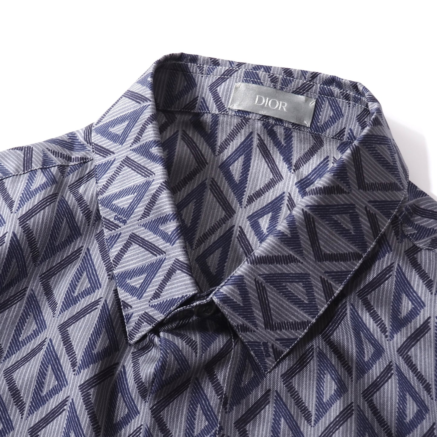 美品 ディオール DIOR 現行 CD ダイヤモンド シルク 半袖 シャツ 39 グレー メンズ 正規品 5-ZH037