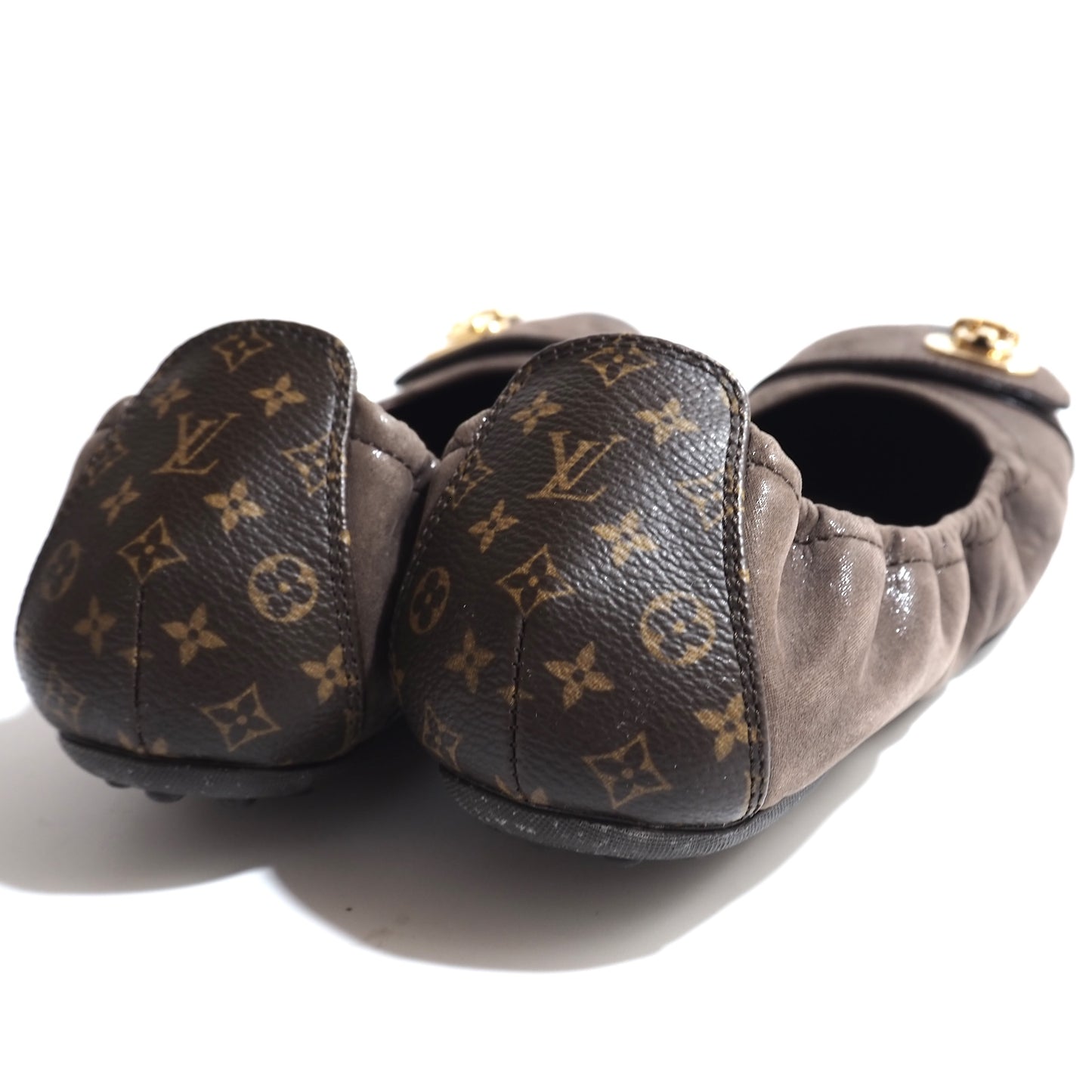 ルイヴィトン Louis Vuitton ゴールド金具 レザー モノグラム バレエシューズ 36 M ブラウン レディース 正規品 5-ZH046