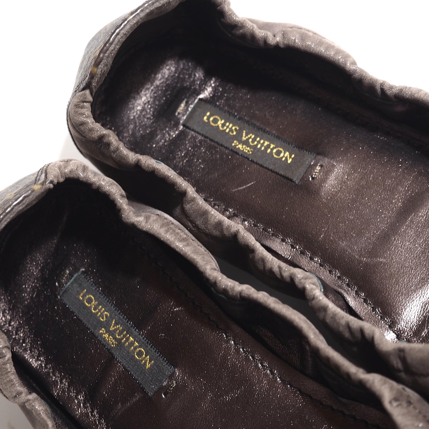 ルイヴィトン Louis Vuitton ゴールド金具 レザー モノグラム バレエシューズ 36 M ブラウン レディース 正規品 5-ZH046