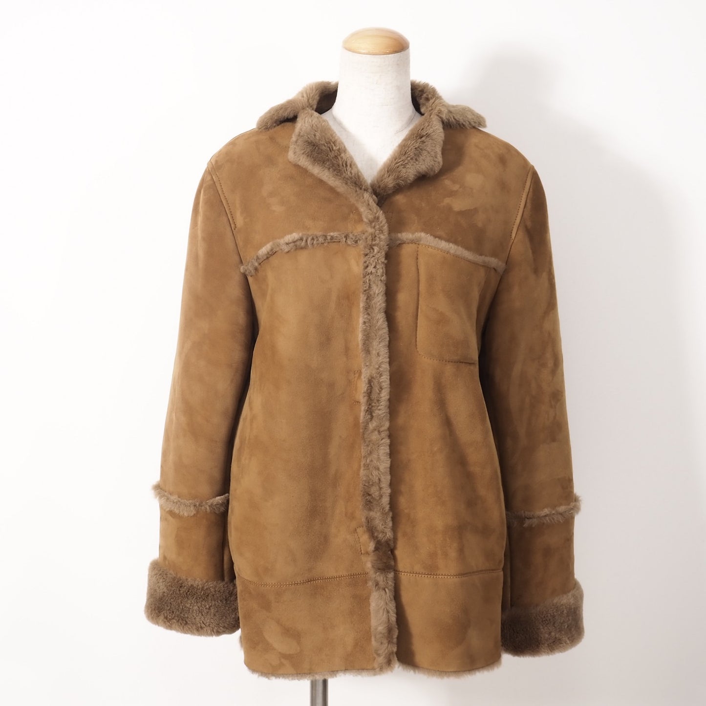 MARELLA ラムレザー ムートン ジャケット コート 40 ブラウン レディース 正規品 5-ZHF446