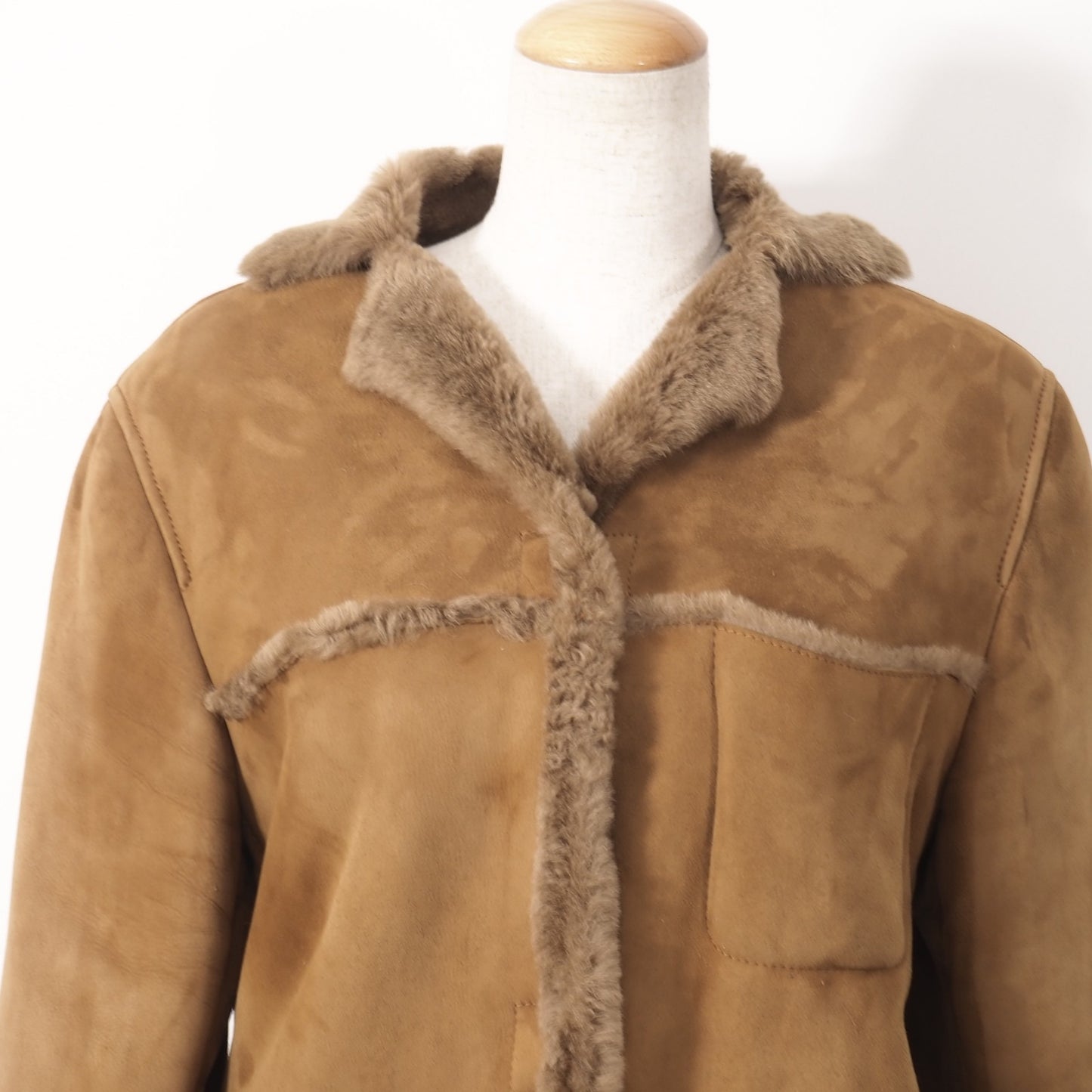 MARELLA ラムレザー ムートン ジャケット コート 40 ブラウン レディース 正規品 5-ZHF446