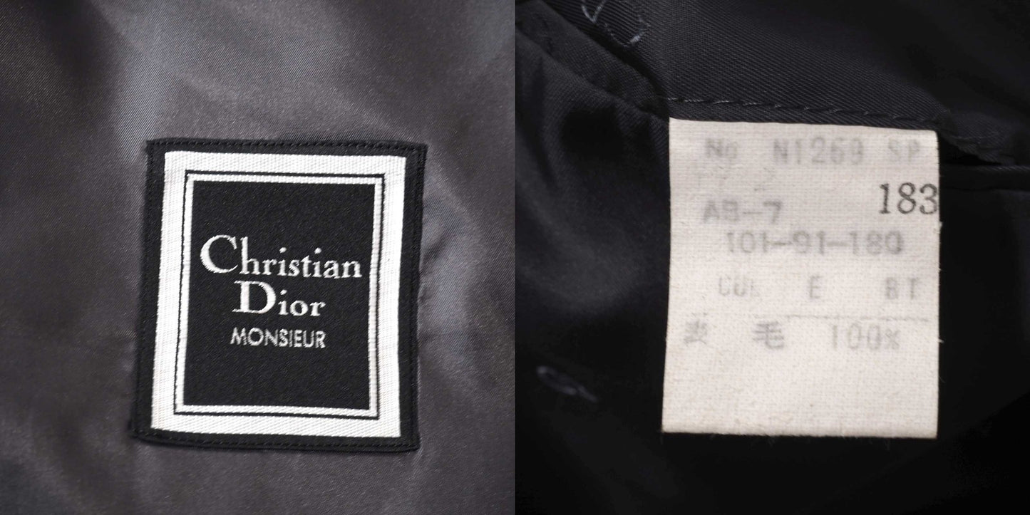 美品 クリスチャンディオール Christian Dior MONSIEUR ヴィンテージ ウール ダブルブレストスーツ ジャケット パンツ 101-91-180 ブラック ブラウン グレー メンズ 正規品 5-ZI001