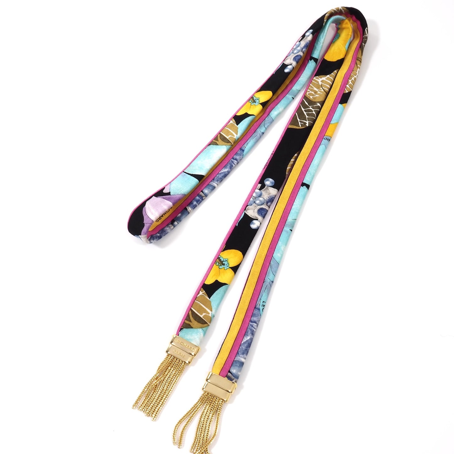 美品 レオナール LEONARD コットン ベルト付き ワンピース M 花柄 総柄 ブラック マルチカラー レディース 正規品 5-ZI002