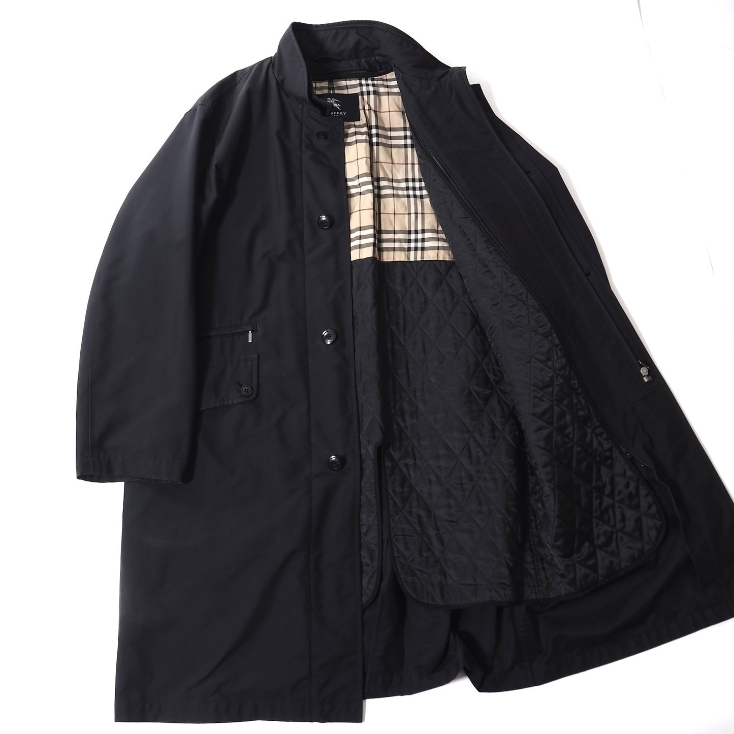 バーバリー BURBERRY LONDON ヴィンテージ ライナー付き スタンドカラー コート L ブラック メンズ 正規品 5-ZI003