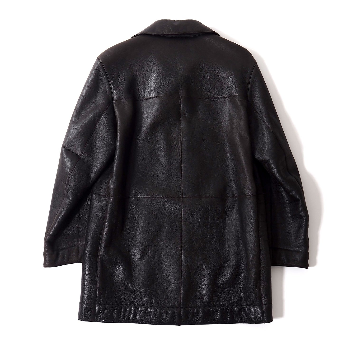 良品 プラダ PRADA ヴィンテージ シープスキン ムートン レザージャケット 48 ダークブラウン メンズ 正規品 5-ZI005