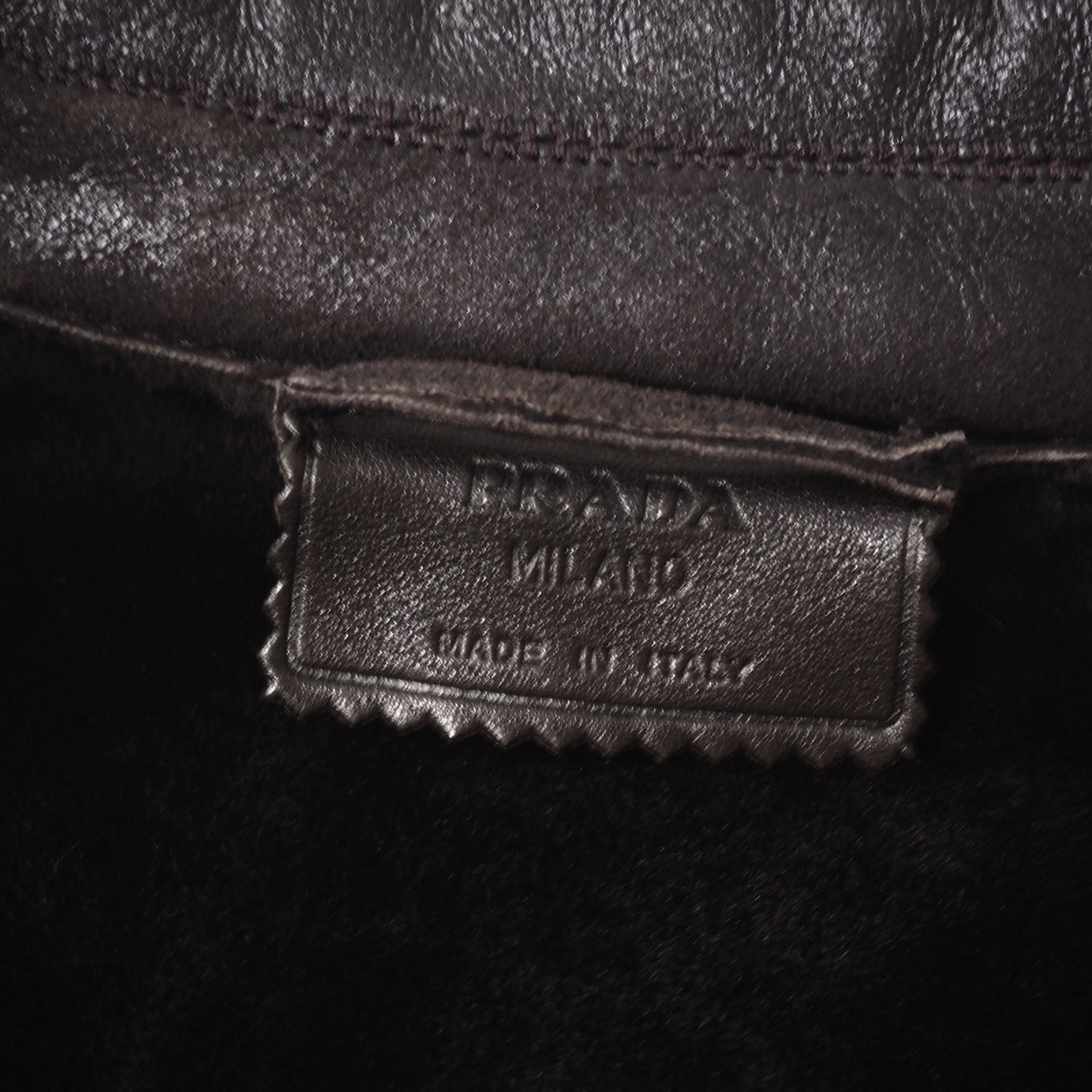 良品 プラダ PRADA ヴィンテージ シープスキン ムートン レザージャケット 48 ダークブラウン メンズ 正規品 5-ZI005