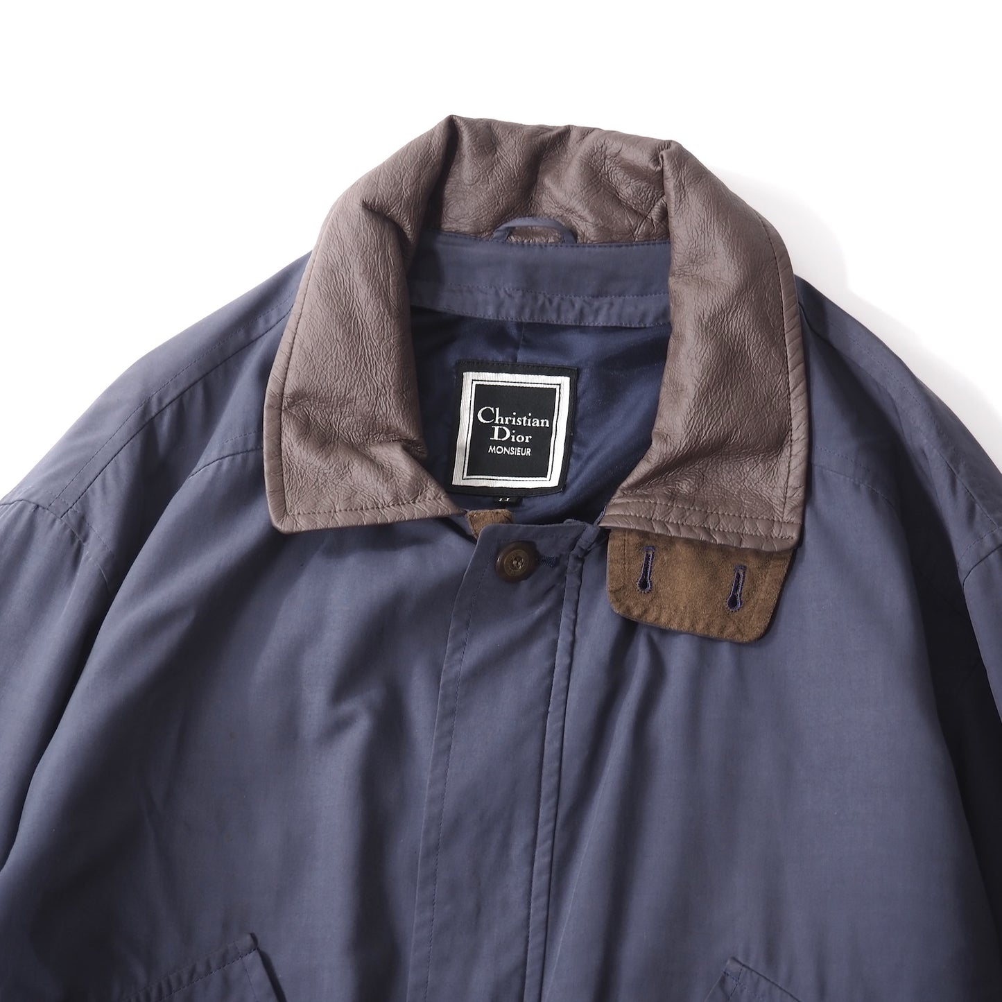 クリスチャンディオール Christian Dior MONSIEUR ヴィンテージ フェイクレザー ディテール ジャケット LL ネイビー メンズ 正規品 5-ZI007