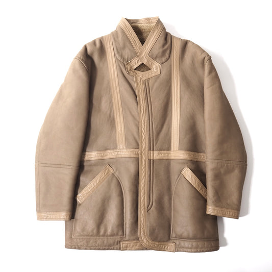 LUCIANO BARBERA ルチアーノ バルベラ レザー ムートン ジャケット M ベージュ メンズ 正規品 5-ZI010