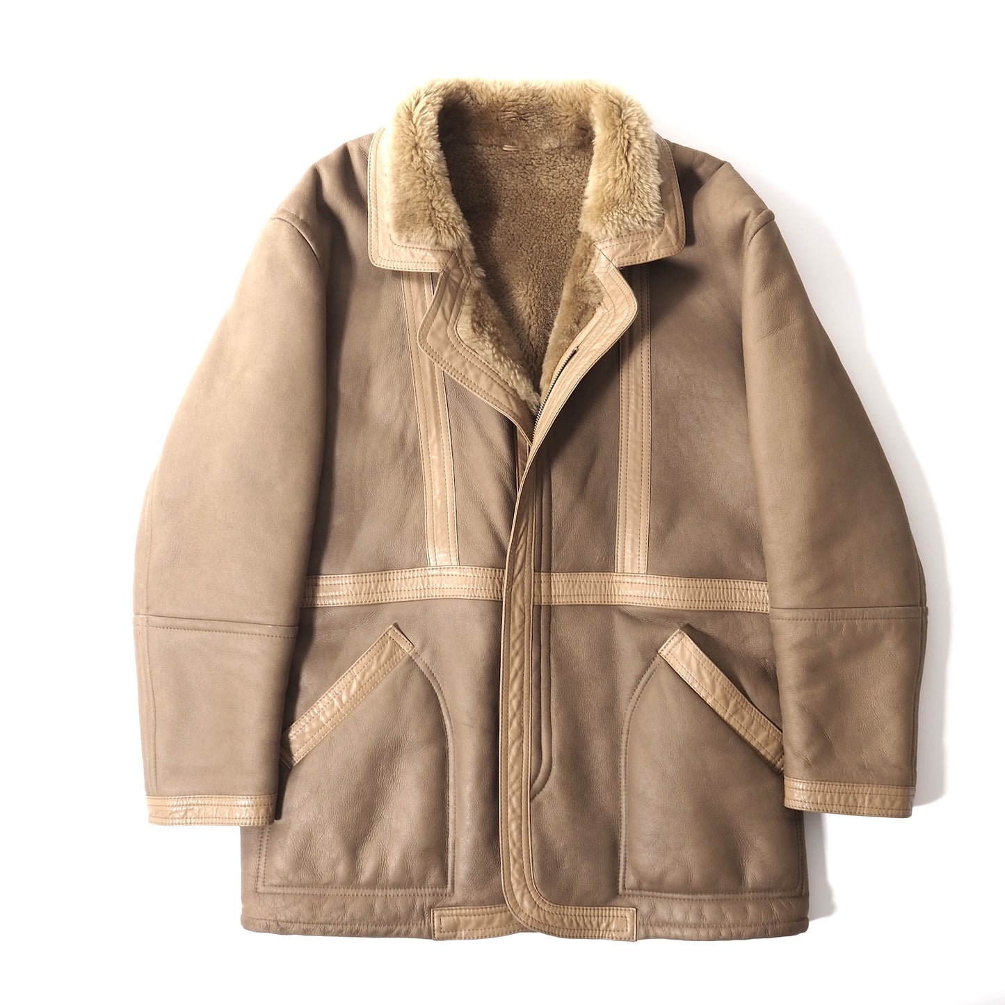LUCIANO BARBERA ルチアーノ バルベラ レザー ムートン ジャケット M ベージュ メンズ 正規品 5-ZI010