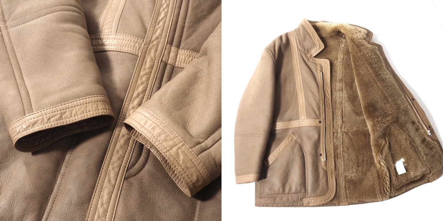 LUCIANO BARBERA ルチアーノ バルベラ レザー ムートン ジャケット M ベージュ メンズ 正規品 5-ZI010