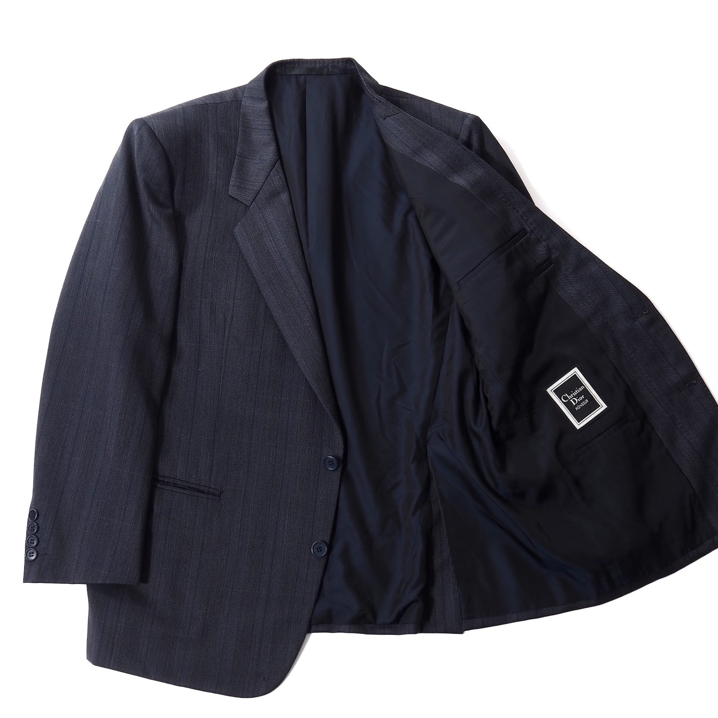 クリスチャンディオール Christian Dior MONSIEUR ヴィンテージ ウール スーツ ヘリンボーン 103-98-175 ネイビー メンズ 正規品 5-ZI019