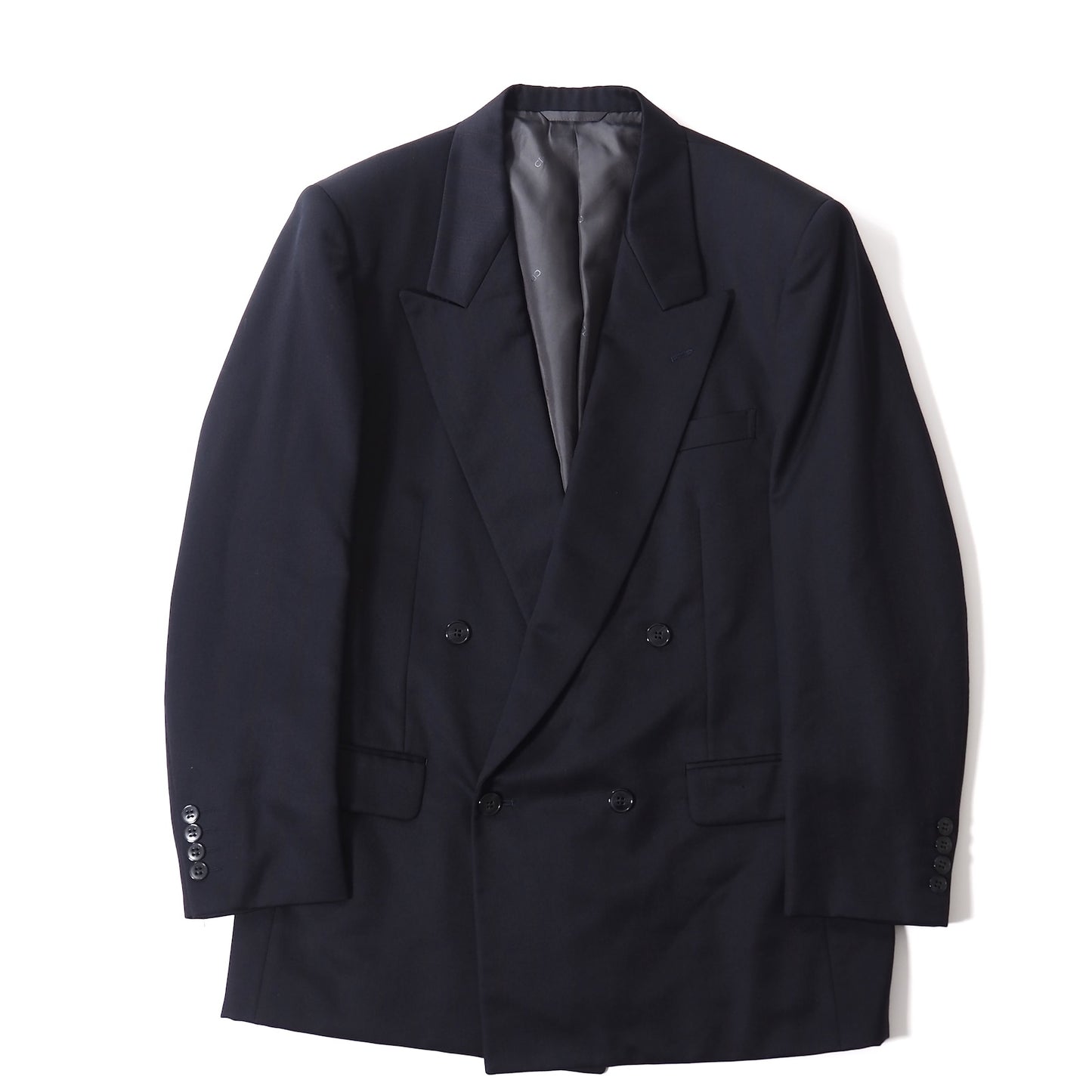 美品 クリスチャンディオール Christian Dior MONSIEUR ヴィンテージ ウール ダブルブレスト スーツ ジャケット パンツ ストライプ 94-82-175 L ネイビー メンズ 正規品 5-ZI018