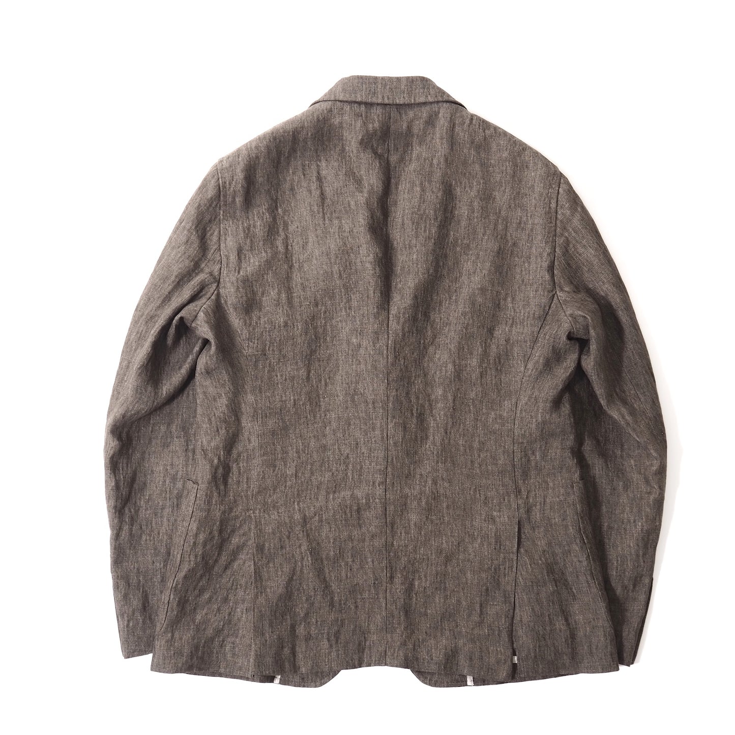 美品 エンポリオアルマーニ EMPORIO ARMANI 2024SS リネン イージー スーツ ウエストゴム ジャケット パンツ 50/48 ブラウン メンズ 正規品 5-ZI020